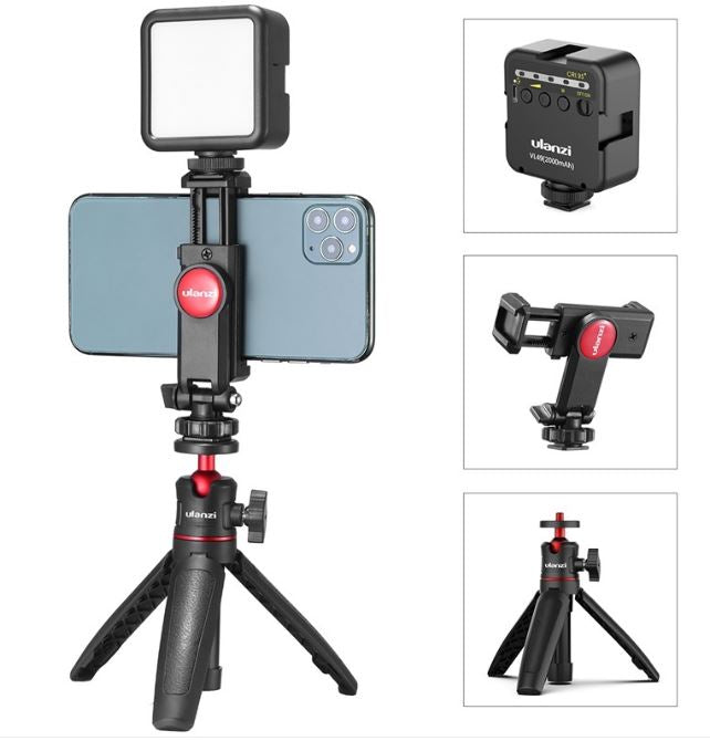 Vlog Selfie Stick with LED Fill Light & Tripod Stand