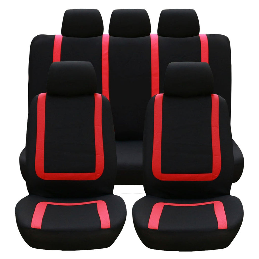 9Pcs Full Set Car Seat Covers For Auto Truck SUV Universal Front Rear Car Seats Headrest Protectors Split Bench Compatible