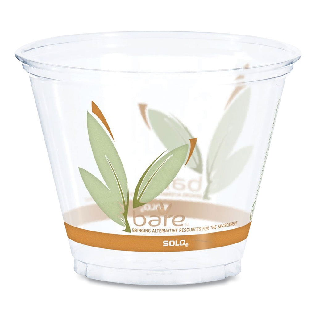 Dart Bare Eco-Forward RPET Cold Cups, 9 oz, Leaf Design, Clear/Green/Orange, 1,000/Carton