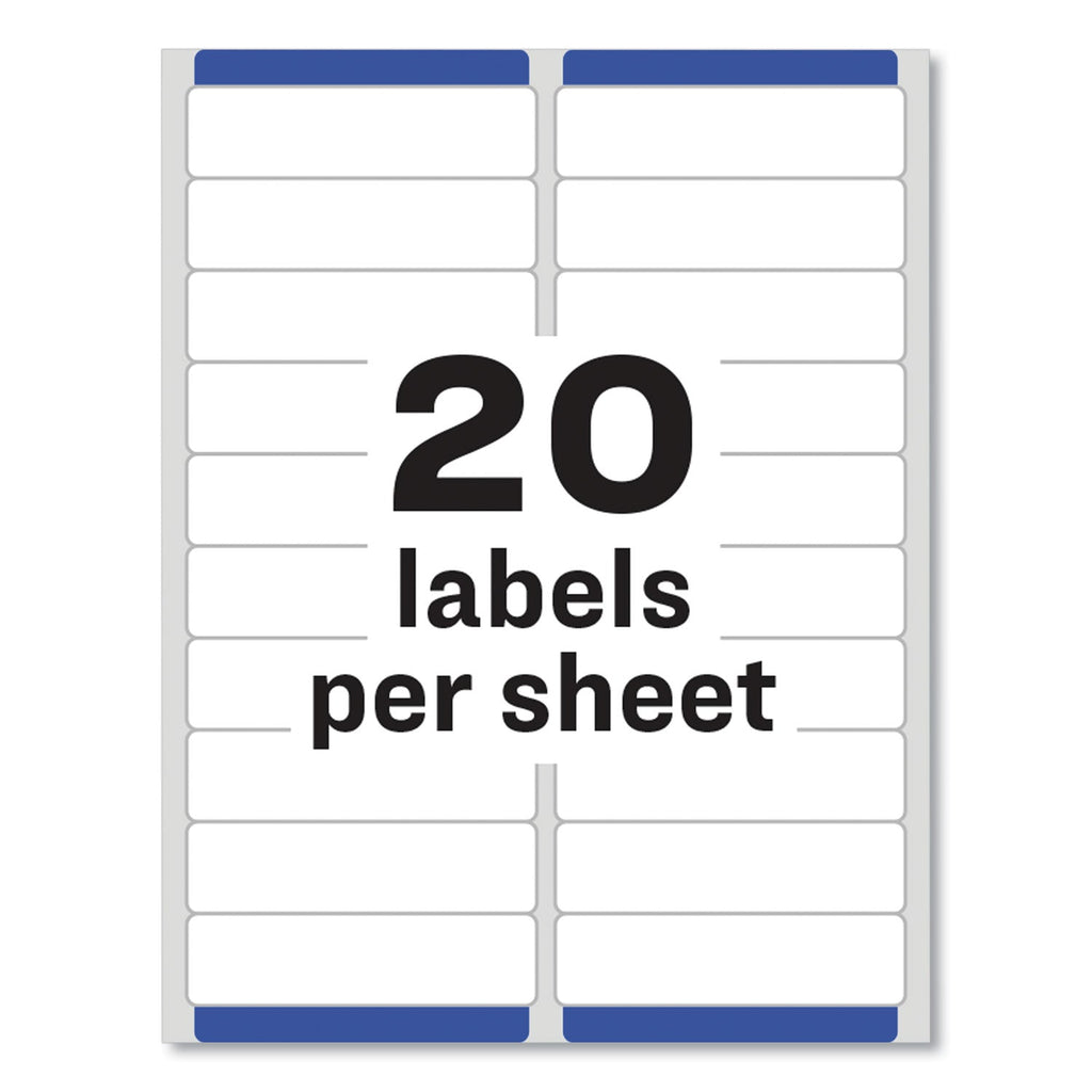 Avery Easy Peel White Address Labels w/ Sure Feed Technology, Laser Printers, 1 x 4, White, 20/Sheet, 250 Sheets/Box