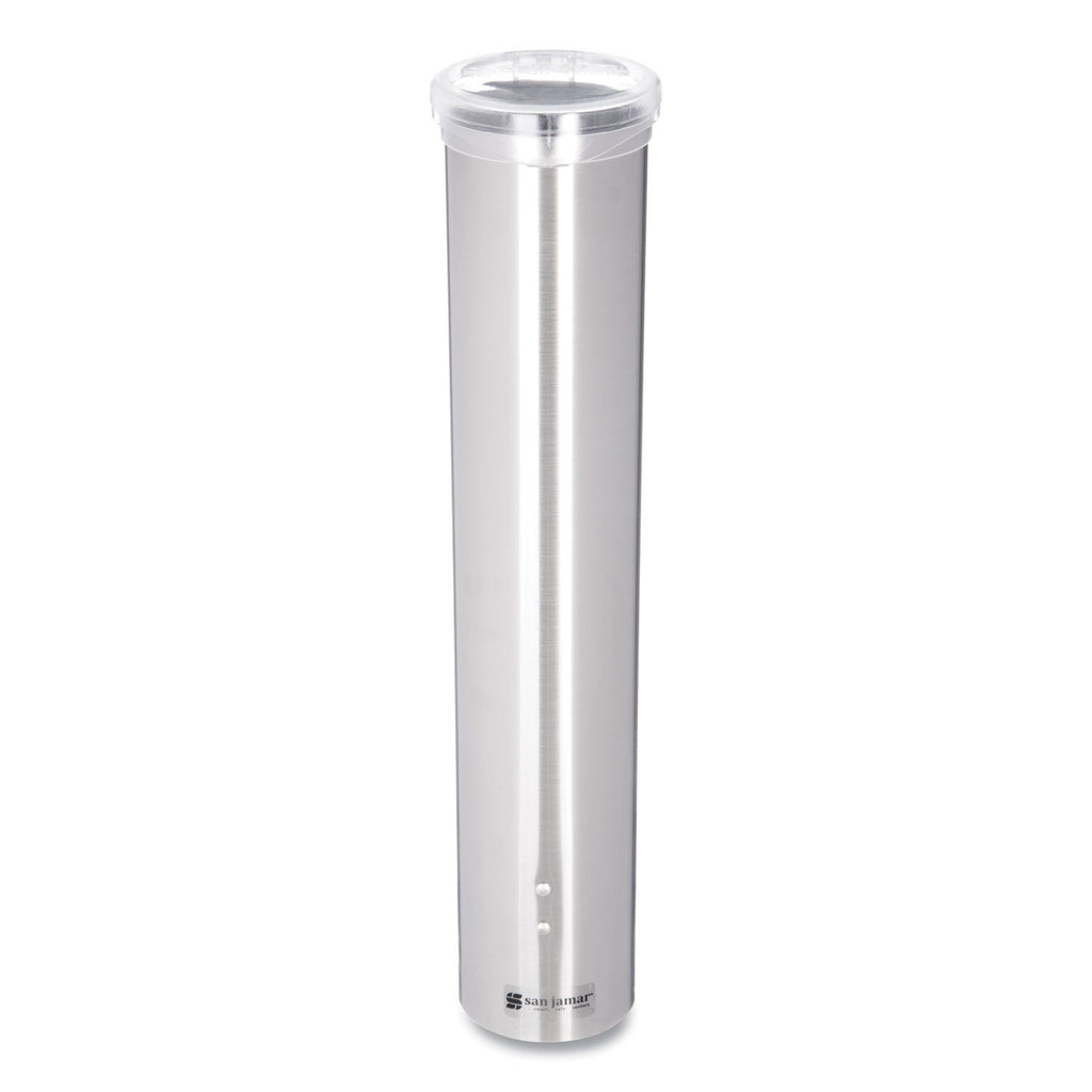 San Jamar Small Pull-Type Water Cup Dispenser, For 5 oz Cups, Stainless Steel