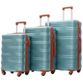 Hardshell Luggage Sets 3 Pcs Spinner Suitcase with TSA Lock Lightweight 20''24''28''  Green + ABS