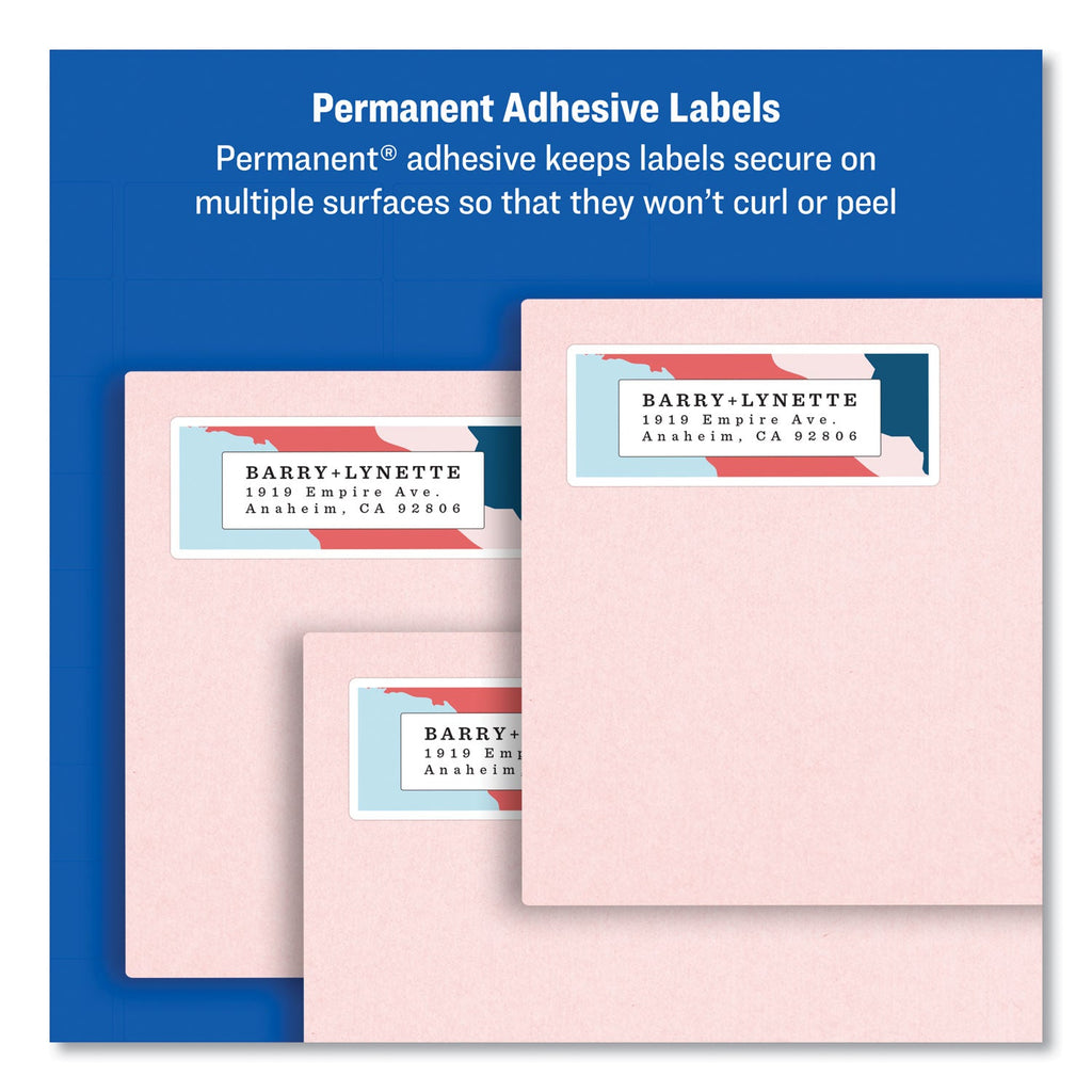 Avery Easy Peel White Address Labels w/ Sure Feed Technology, Laser Printers, 1 x 4, White, 20/Sheet, 250 Sheets/Box