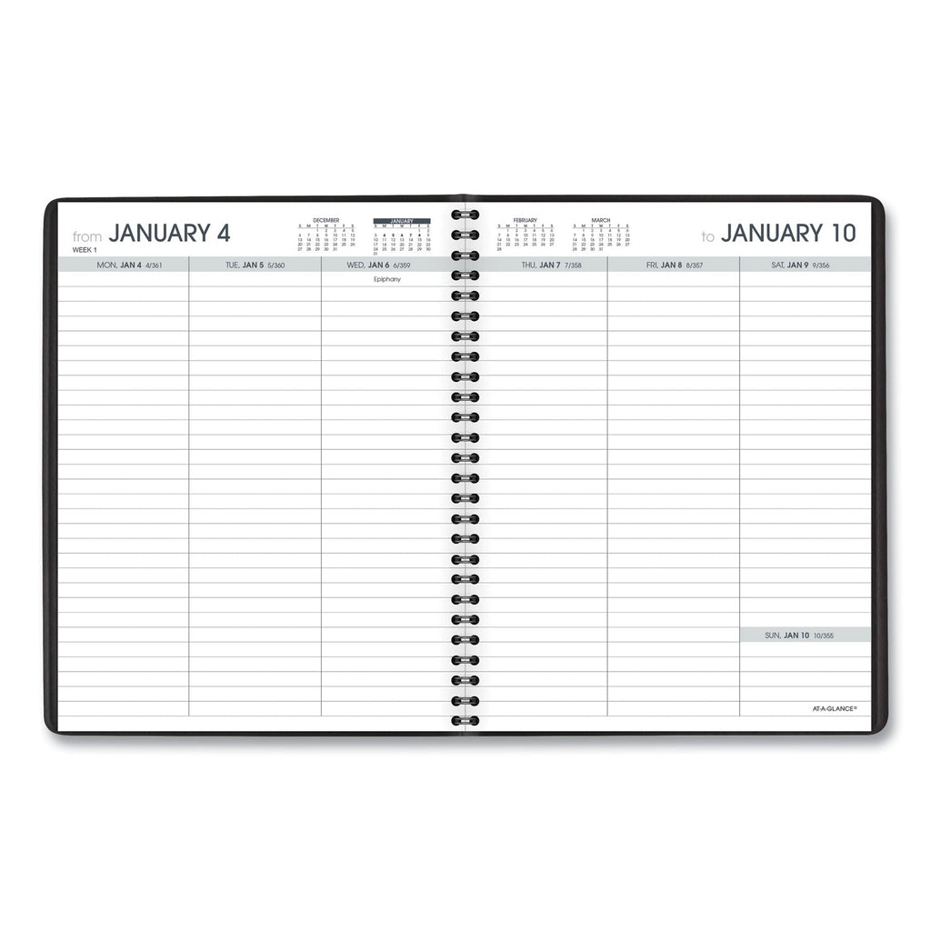 AT-A-GLANCE Weekly Planner Ruled for Open Scheduling, 8.75 x 6.75, Black Cover, 12-Month (Jan to Dec): 2023