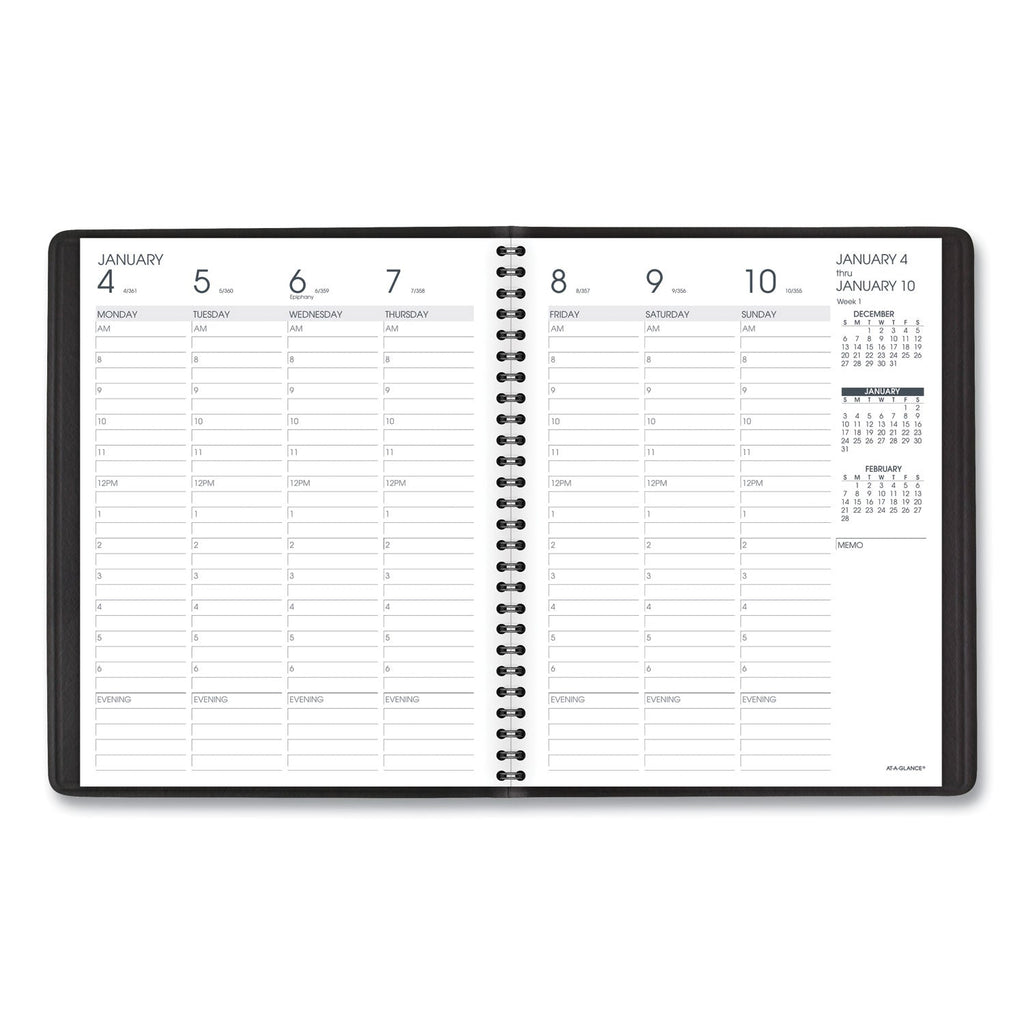 AT-A-GLANCE Weekly Vertical-Column Appointment Book Ruled for Hourly Appointments, 8.75 x 7, Black Cover, 13-Month (Jan-Jan): 2023-2024