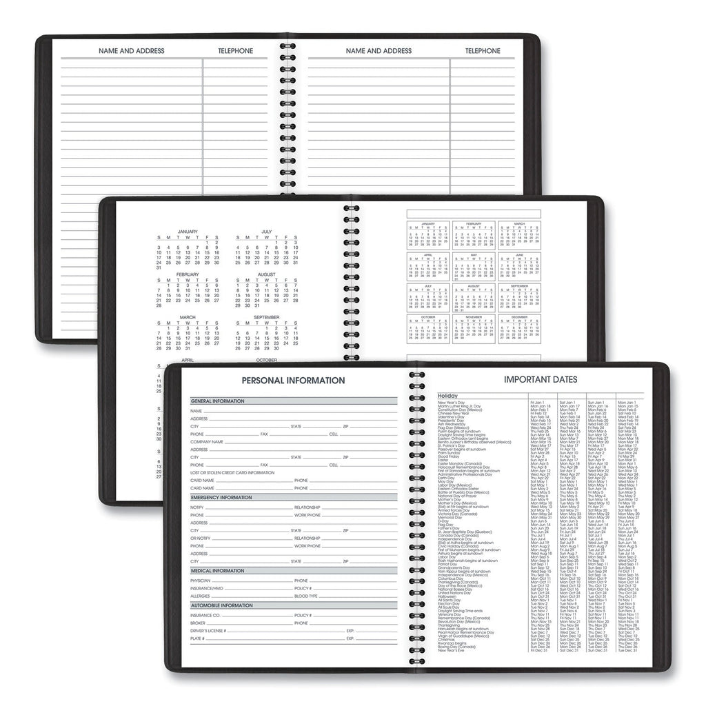 AT-A-GLANCE Weekly Vertical-Column Appointment Book Ruled for Hourly Appointments, 8.75 x 7, Black Cover, 13-Month (Jan-Jan): 2023-2024
