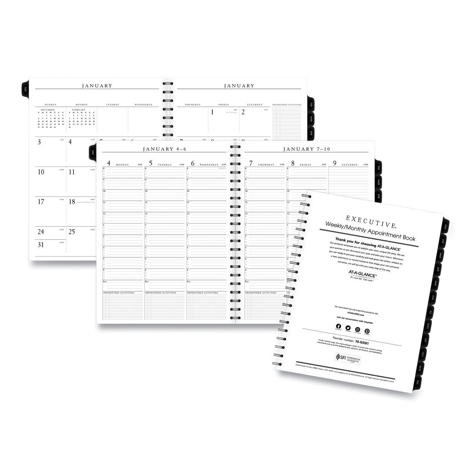 AT-A-GLANCE Executive Weekly/Monthly Planner Refill with 15-Minute Appointments, 11 x 8.25, White Sheets, 12-Month (Jan to Dec): 2023