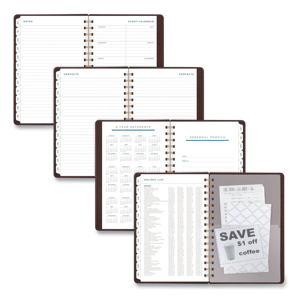 AT-A-GLANCE Signature Collection Distressed Brown Weekly Monthly Planner, 8.5 x 5.5, Brown Cover, 13-Month (Jan to Jan): 2023 to 2024