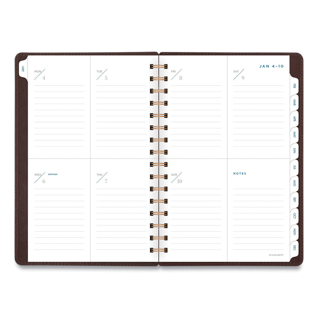 AT-A-GLANCE Signature Collection Distressed Brown Weekly Monthly Planner, 8.5 x 5.5, Brown Cover, 13-Month (Jan to Jan): 2023 to 2024