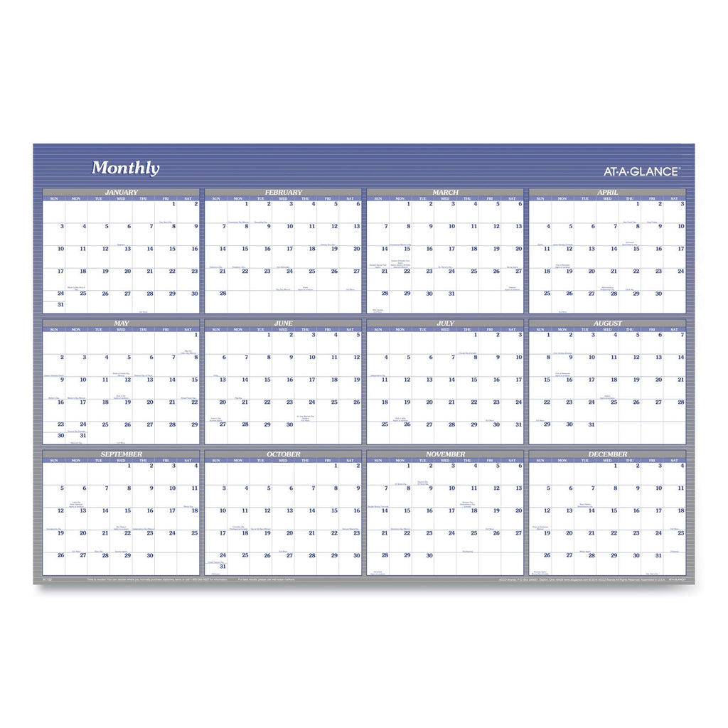 AT-A-GLANCE Vertical/Horizontal Erasable Quarterly/Monthly Wall Planner, 32 x 48, 12-Month (Jan-Dec): 2023