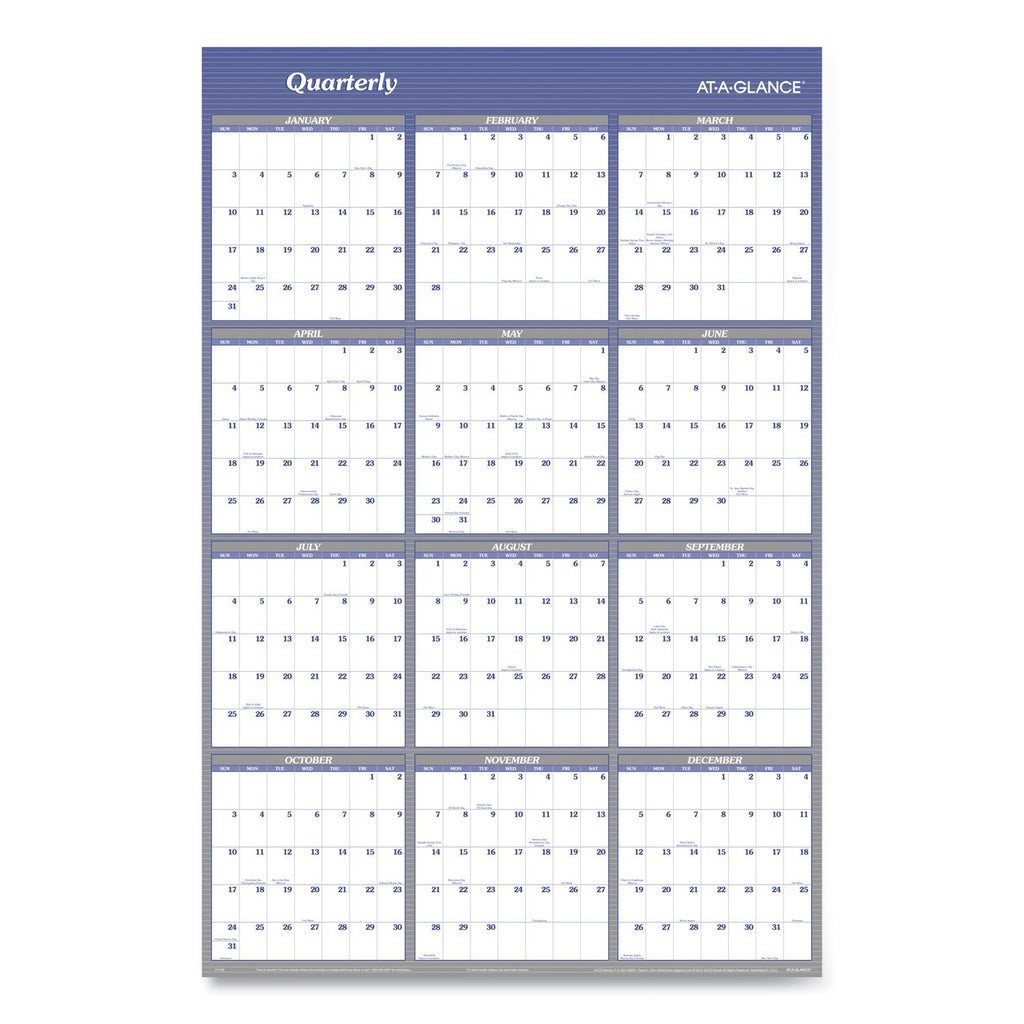 AT-A-GLANCE Vertical/Horizontal Erasable Quarterly/Monthly Wall Planner, 32 x 48, 12-Month (Jan-Dec): 2023