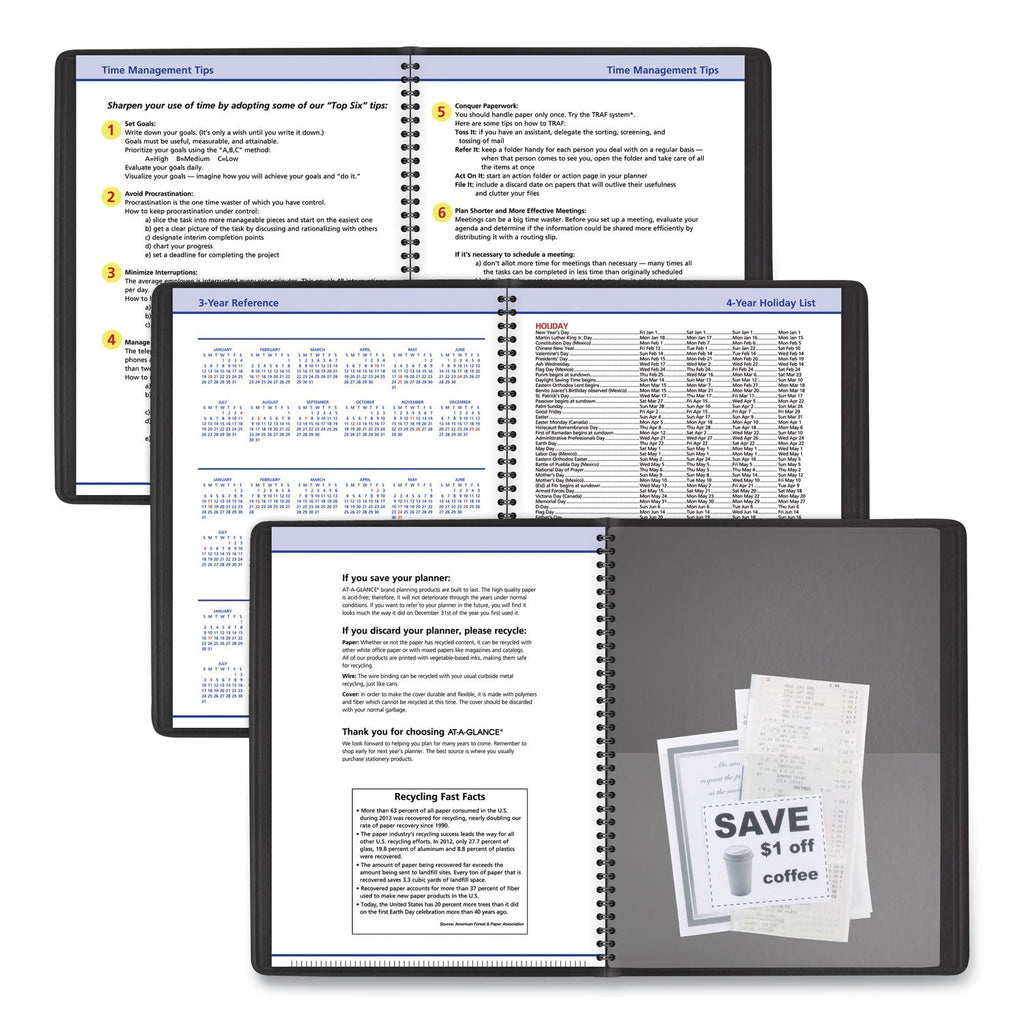 AT-A-GLANCE QuickNotes Weekly Vertical-Column Format Appointment Book, 11 x 8.25, Black Cover, 12-Month (Jan to Dec): 2023