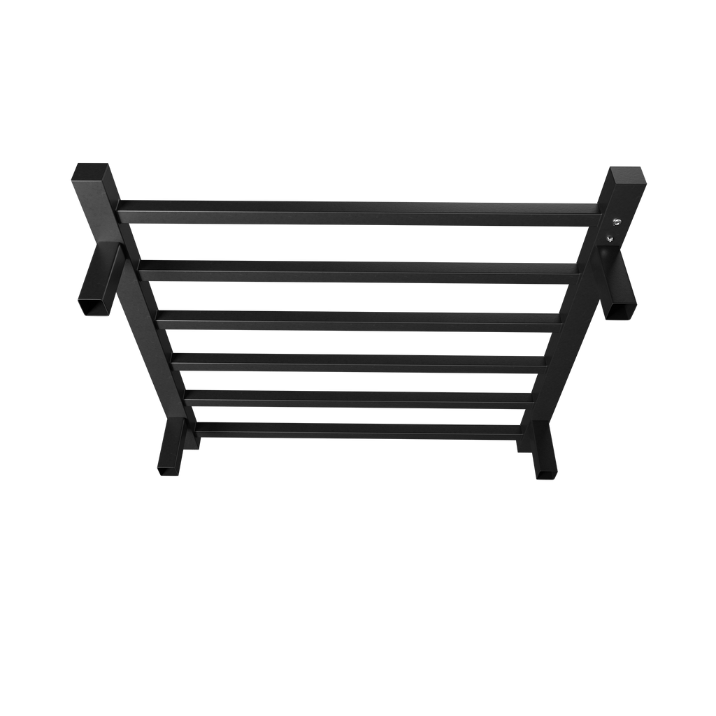 Towel Warmer 6 Bar Electric Heated Towel Rack Wall Mount Plug-in/Bath Towel Heater Matt-Black - Timer