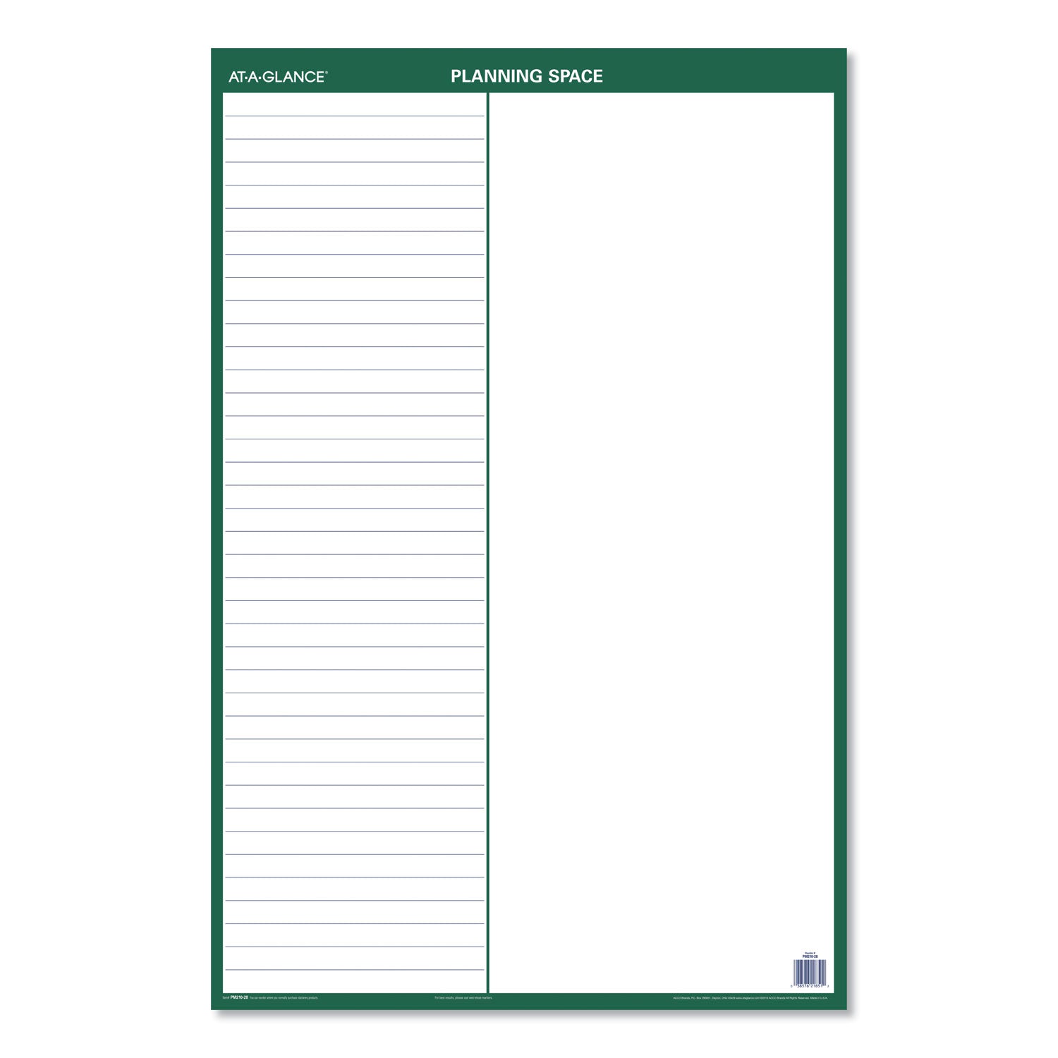 AT-A-GLANCE Vertical Erasable Wall Planner, 24 x 36, White/Green Sheets, 12-Month (Jan to Dec): 2023