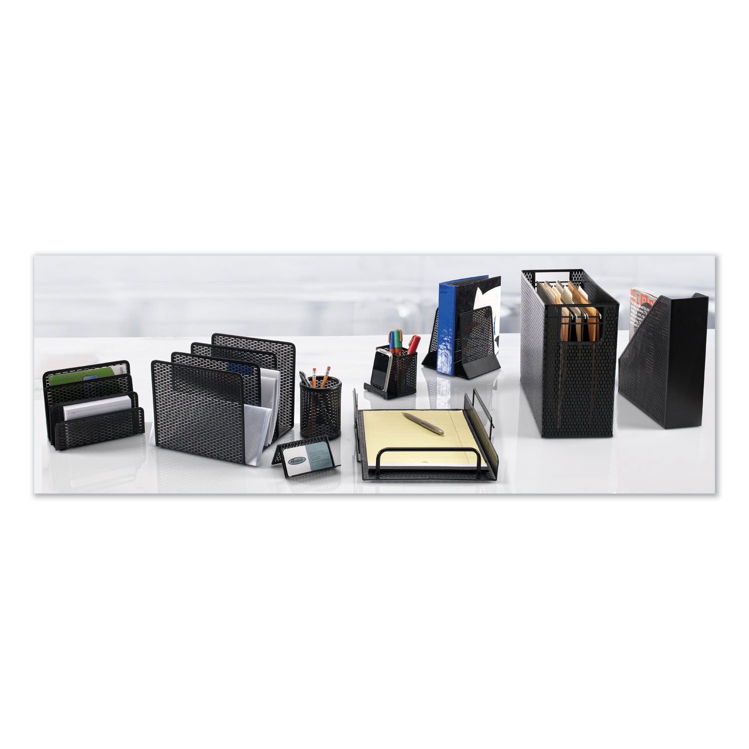 Artistic Urban Collection Punched Metal Pencil Cup, 3.5" Diameter x 4.5"h, Black