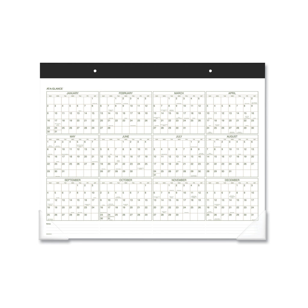 AT-A-GLANCE Two-Color Desk Pad, 22 x 17, White Sheets, Black Binding, Clear Corners, 12-Month (Jan to Dec): 2023