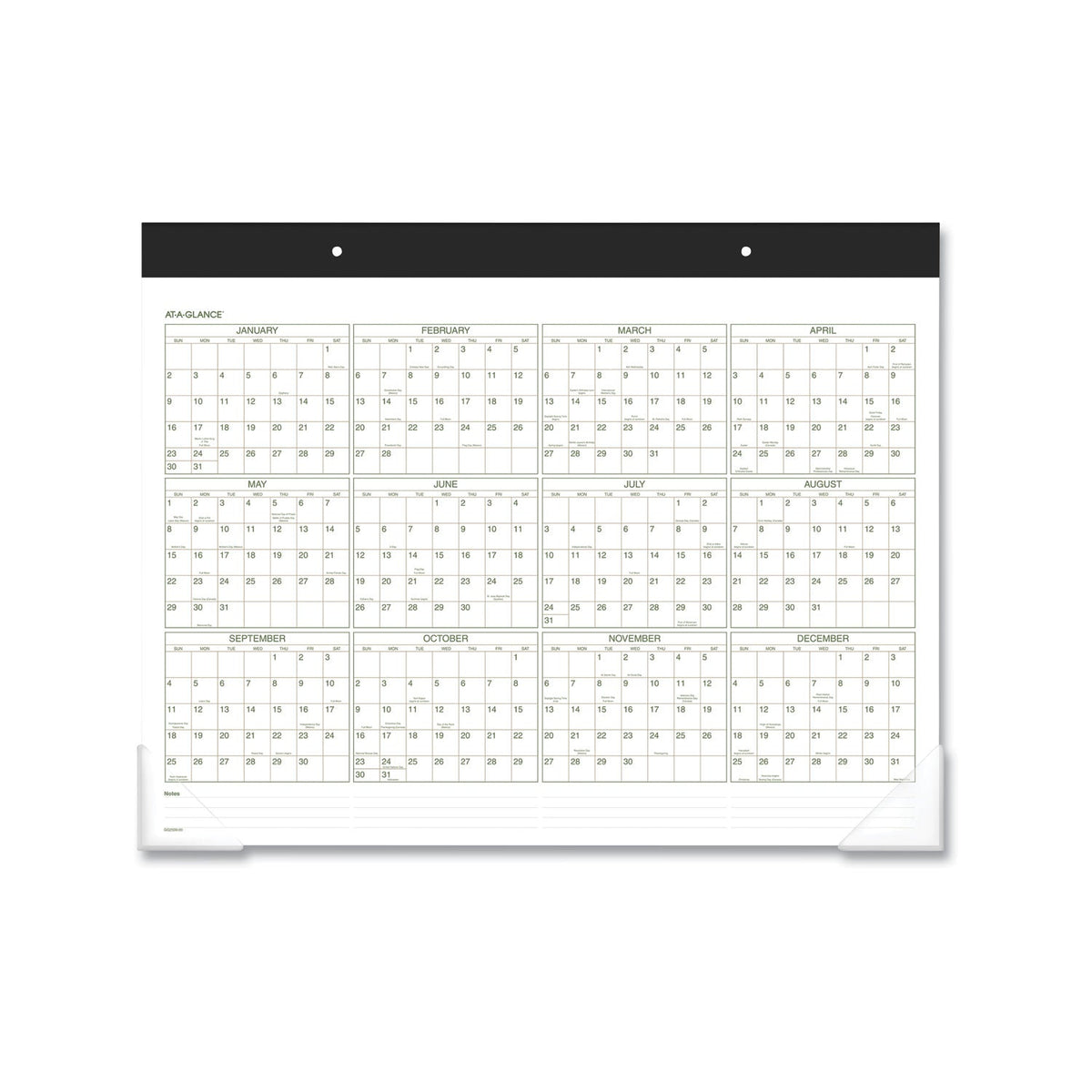 AT-A-GLANCE Two-Color Desk Pad, 22 x 17, White Sheets, Black Binding, Clear Corners, 12-Month (Jan to Dec): 2023