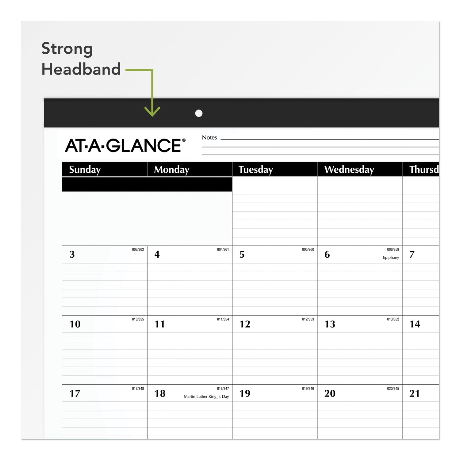 AT-A-GLANCE Ruled Desk Pad, 22 x 17, White Sheets, Black Binding, Black Corners, 12-Month (Jan to Dec): 2023