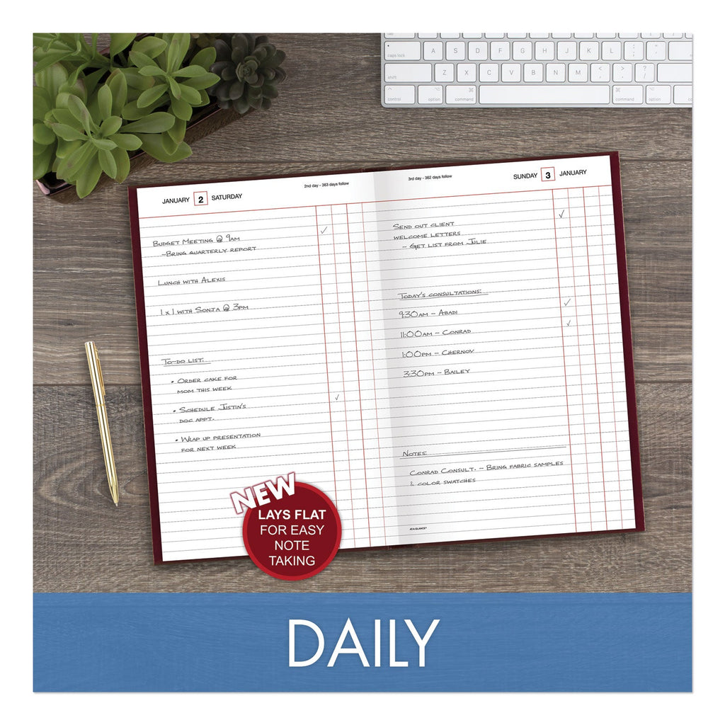 AT-A-GLANCE Standard Diary Daily Journal, 2023 Edition, Wide/Legal Rule, Red Cover, 12 x 7.75, 210 Sheets