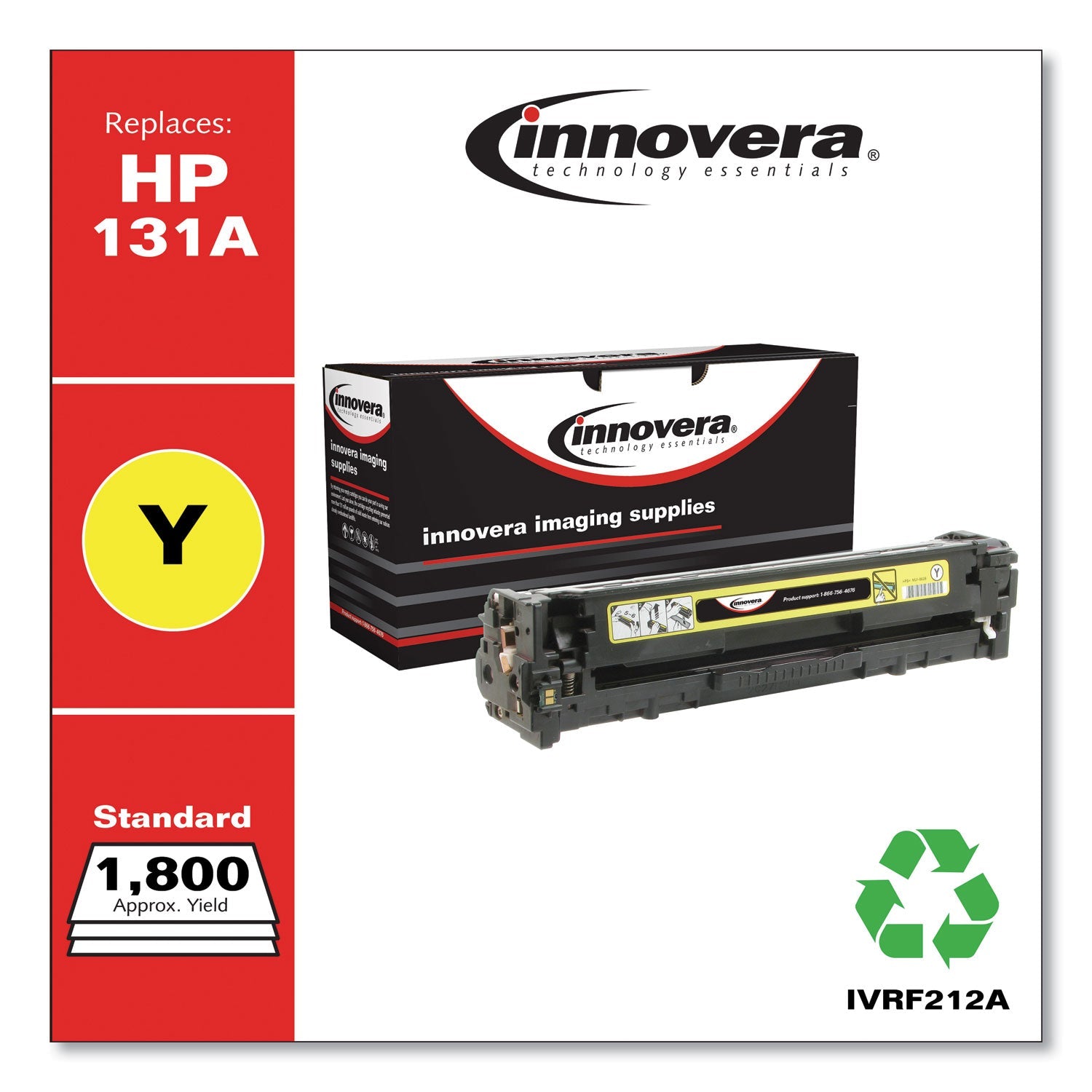 Innovera Remanufactured Yellow Toner, Replacement for 131A (CF212A), 1,800 Page-Yield