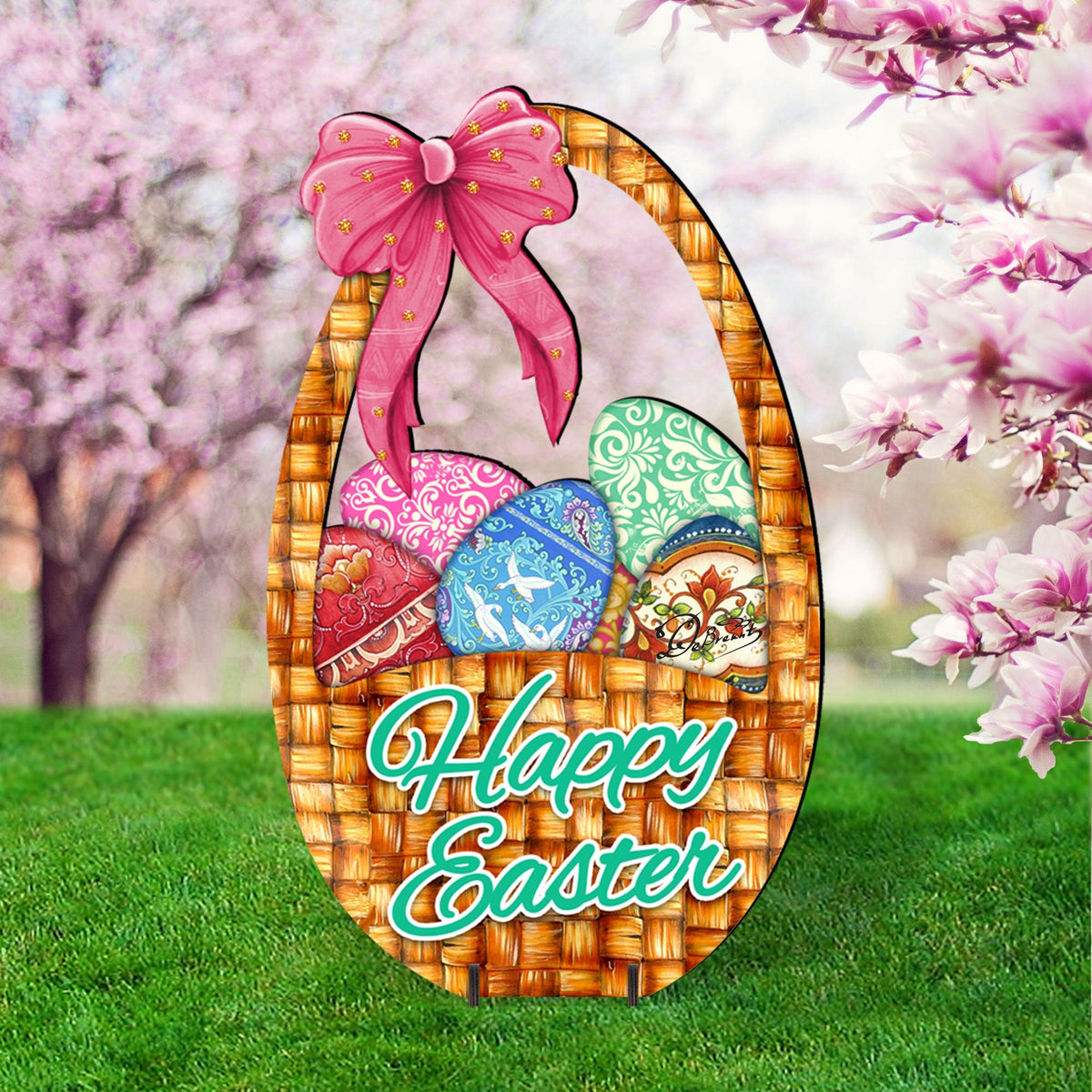 Easter Basket Outdoor Scene  by G. DeBrekht - Easter Spring Decor - 8185309F
