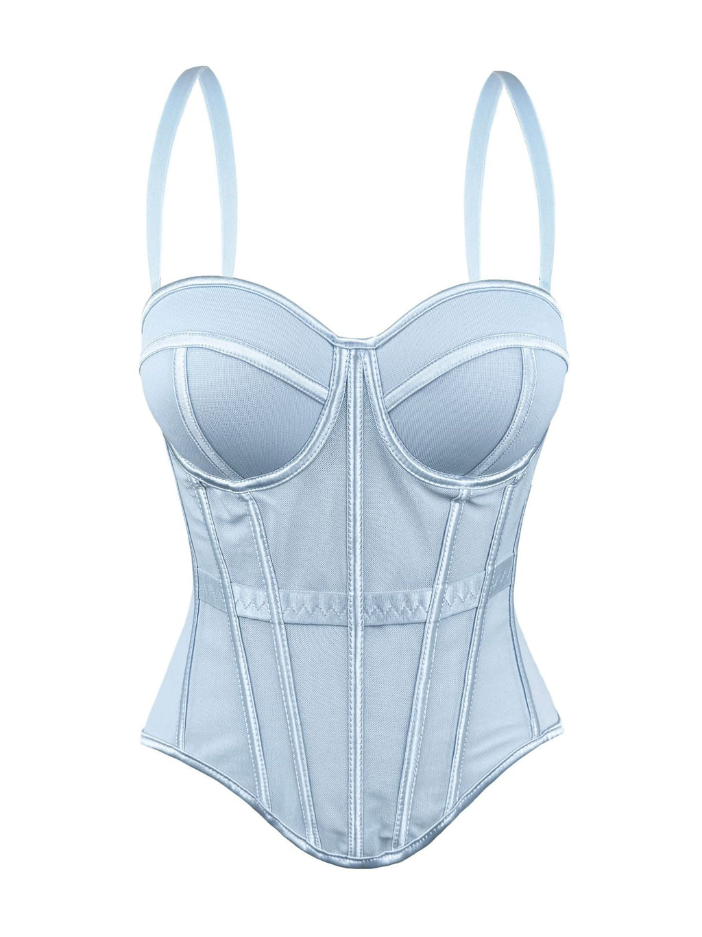 European And American Pure Color Fashionable Fishbone Bra, Waist Slimming Look Mesh Camisole With Breast Pads, Fishbone Top For Outer Wear