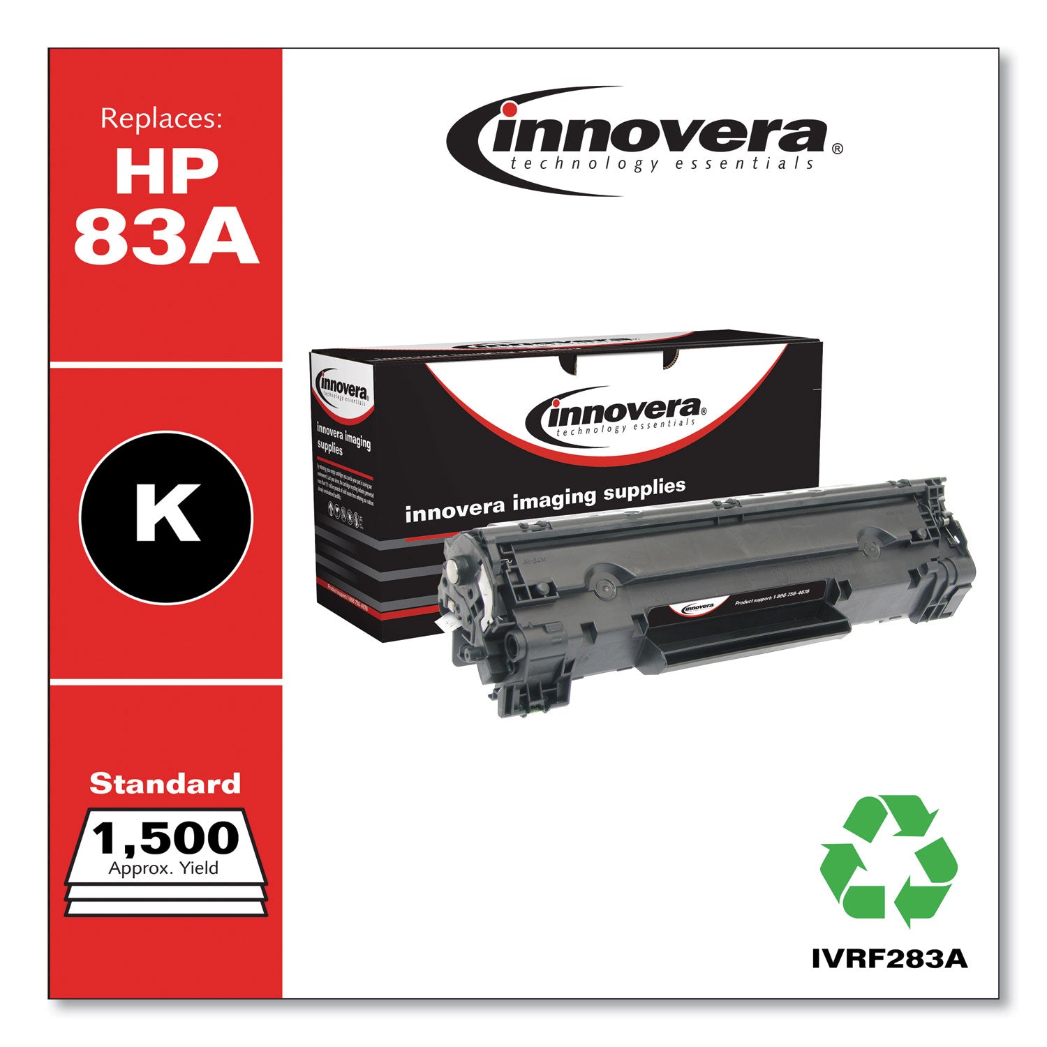Innovera Remanufactured Black Toner, Replacement for 83A (CF283A), 1,500 Page-Yield
