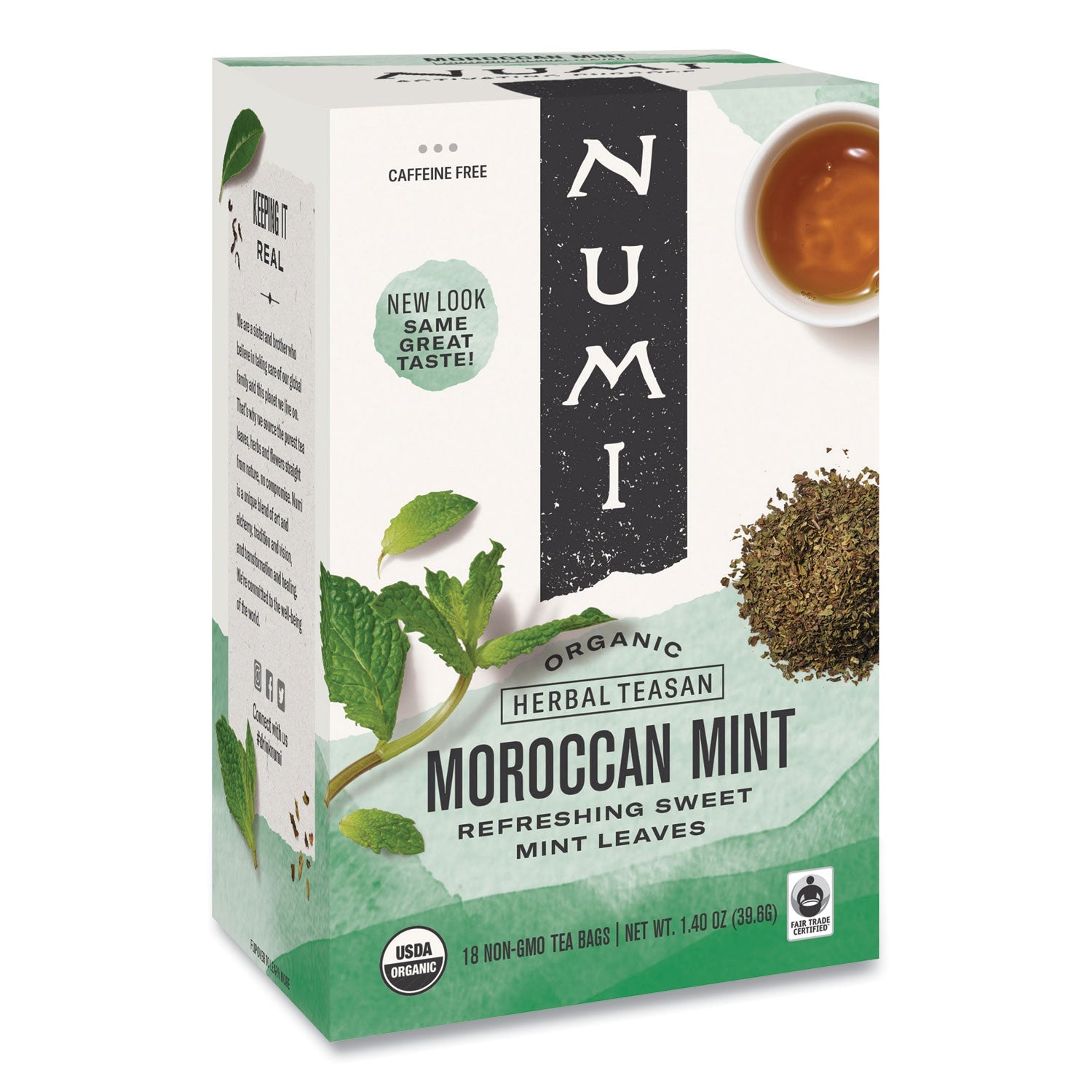 Numi Organic Teas and Teasans, 1.4 oz, Moroccan Mint, 18/Box