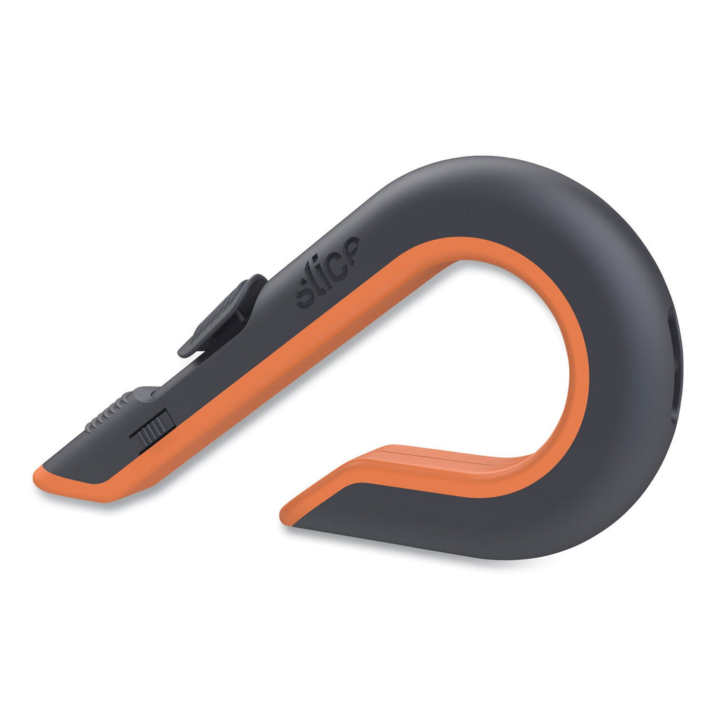 slice Box Cutters, Double Sided, Replaceable, 1.29" Carbon Steel Blade, 7" Nylon Handle, Gray/Orange