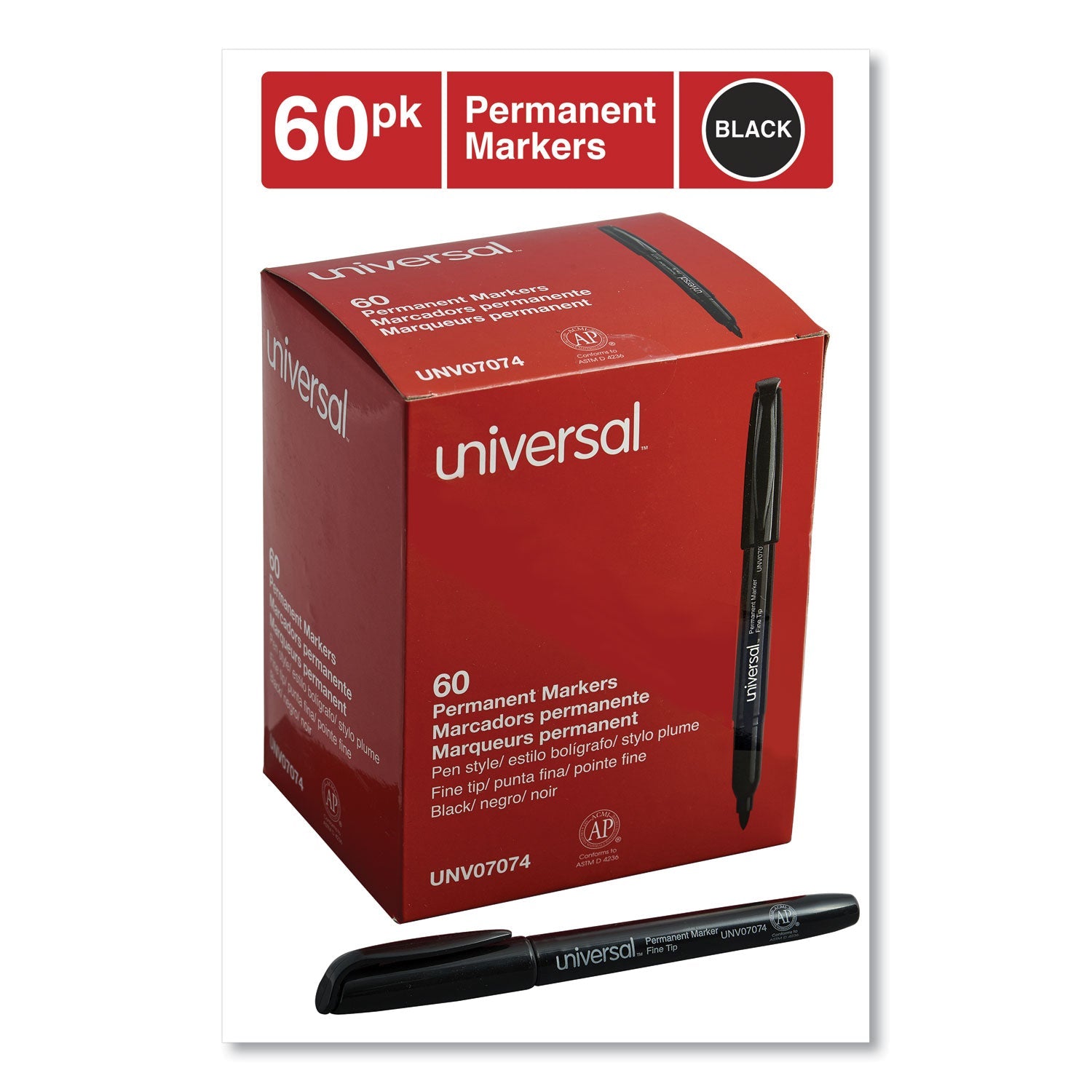 Universal Pen-Style Permanent Marker Value Pack, Fine Bullet Tip, Black, 60/Pack