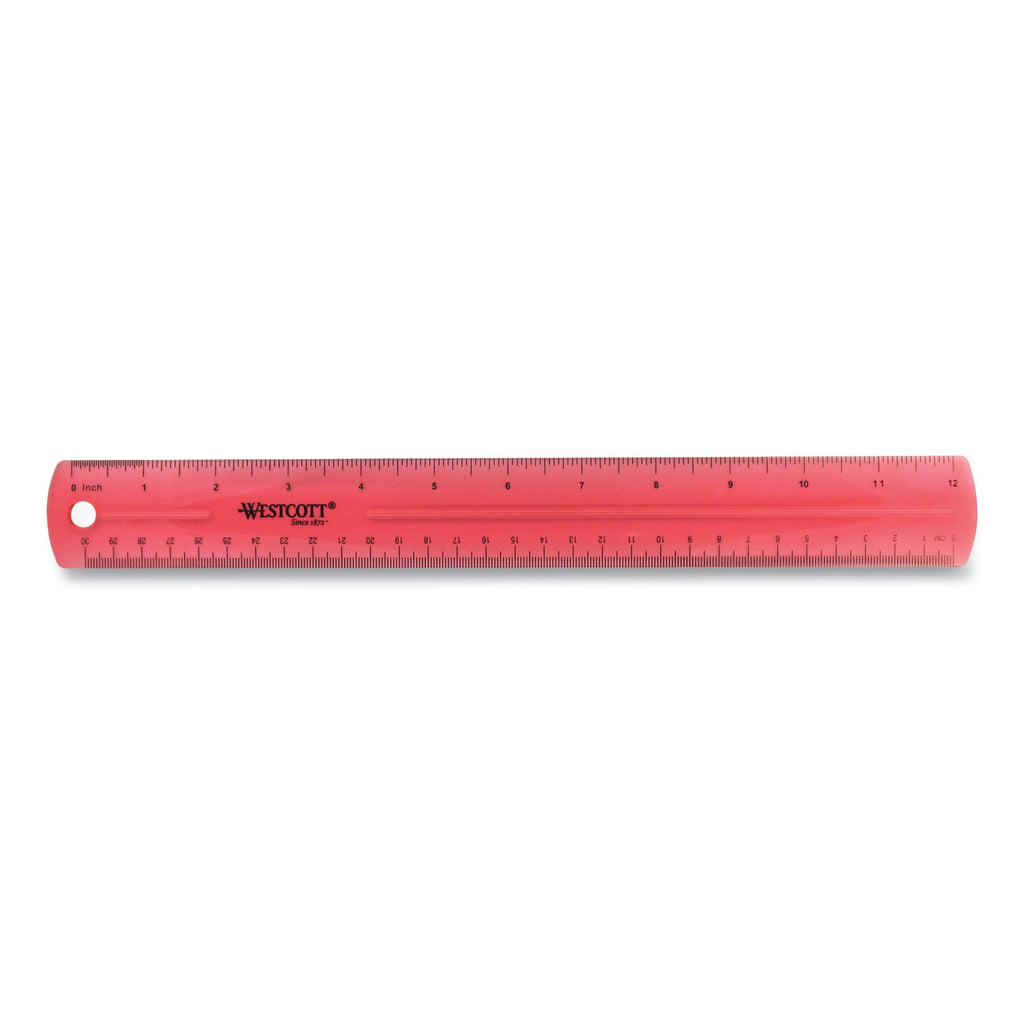 Westcott 12" Jewel Colored Ruler, Standard/Metric, Plastic