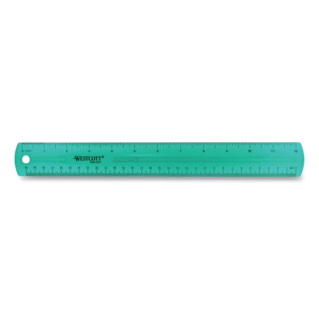 Westcott 12" Jewel Colored Ruler, Standard/Metric, Plastic