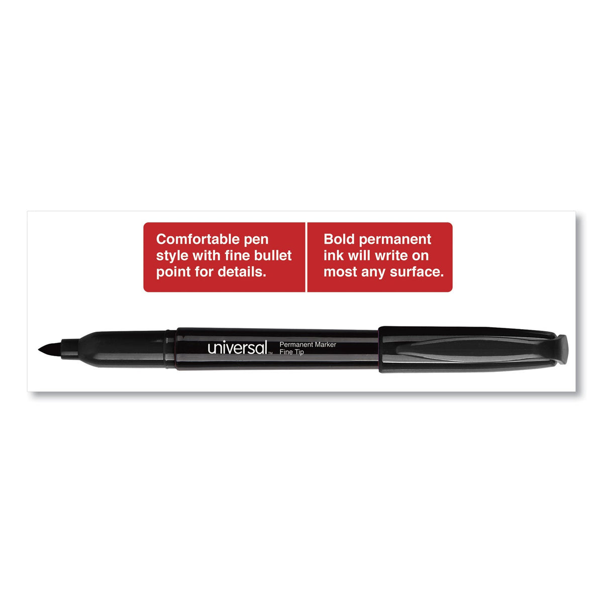 Universal Pen-Style Permanent Marker Value Pack, Fine Bullet Tip, Black, 60/Pack