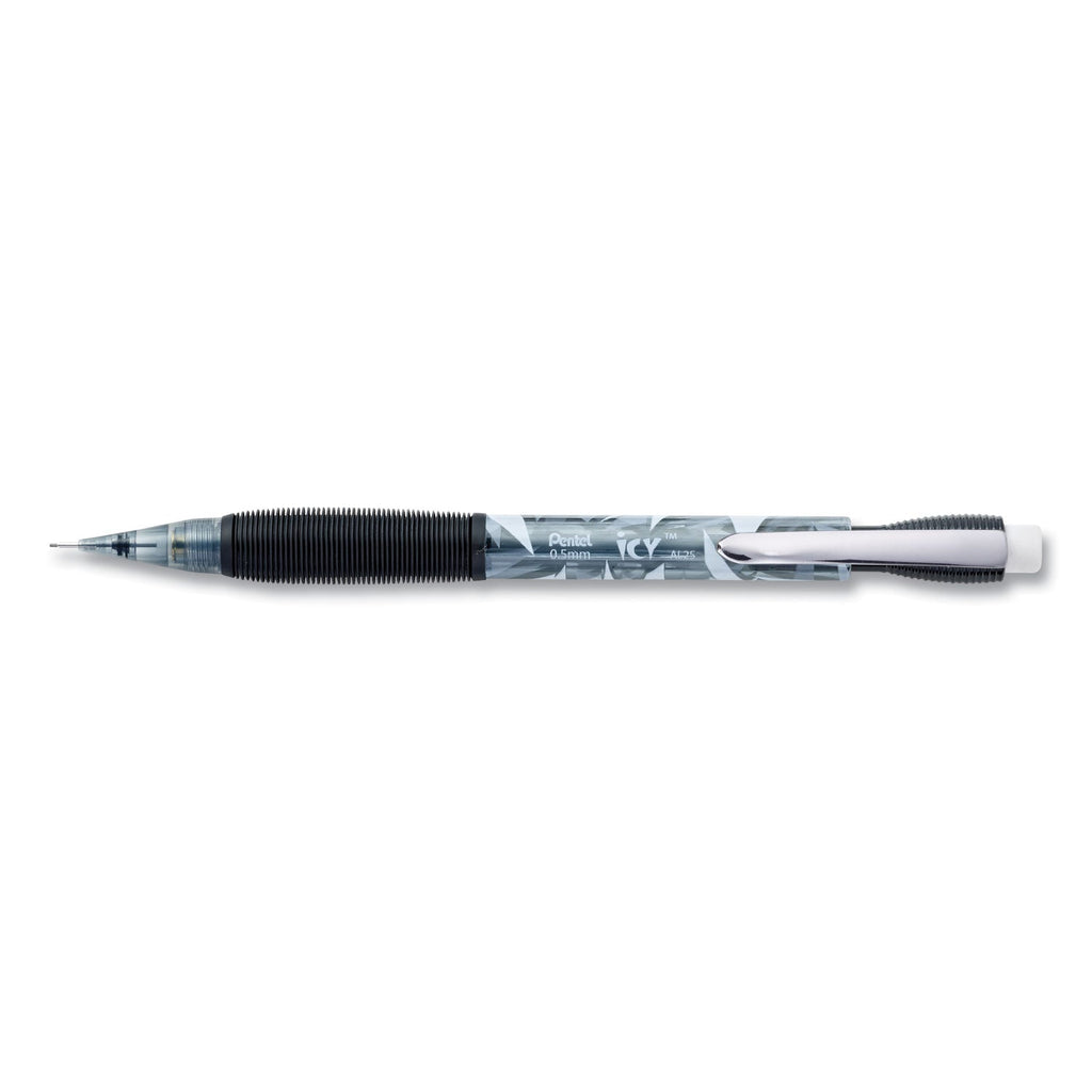 Pentel Icy Mechanical Pencil, 0.5 mm, HB (#2.5), Black Lead, Transparent Smoke Barrel, Dozen