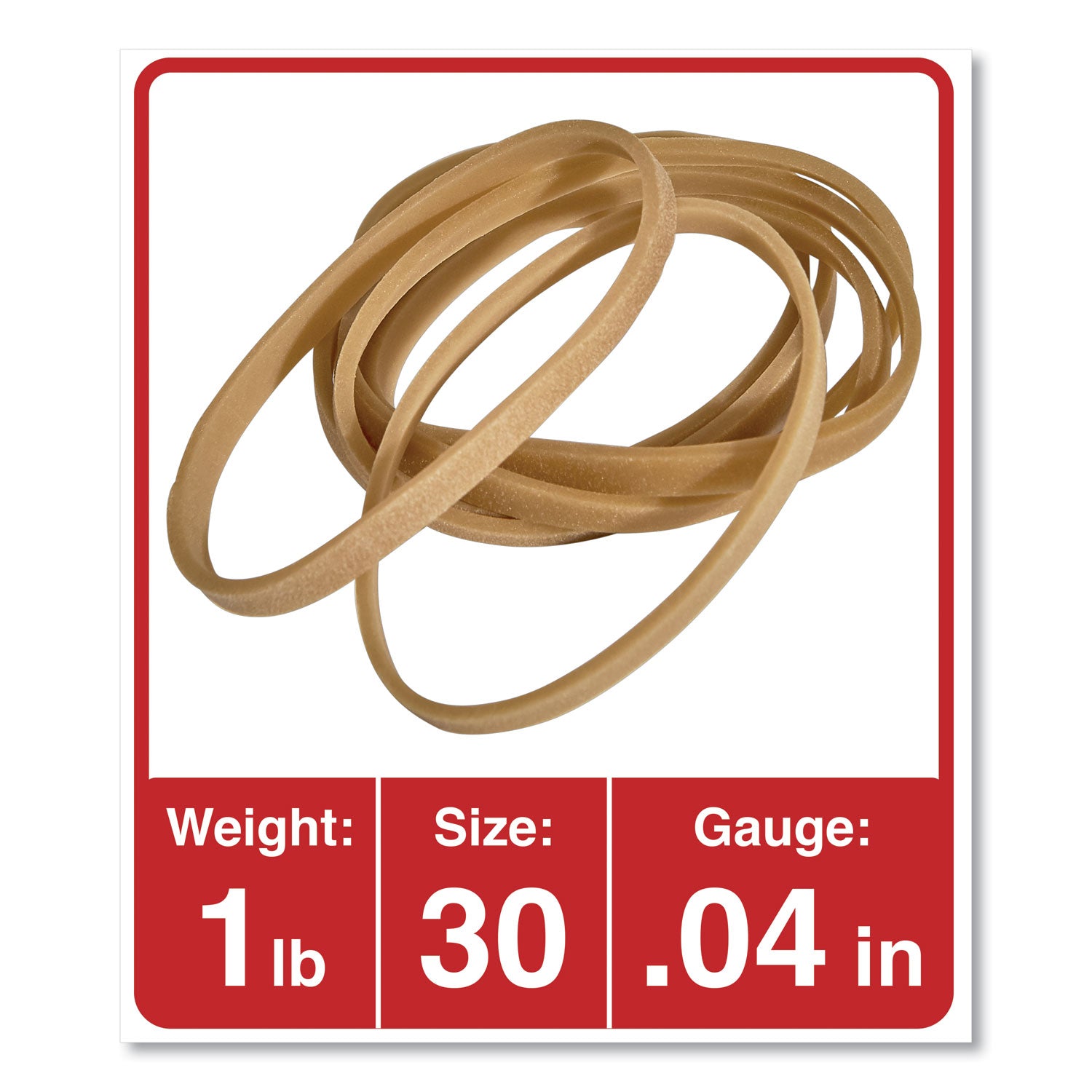 Universal Rubber Bands, Size 30, 0.04" Gauge, Beige, 1 lb Box, 1,100/Pack