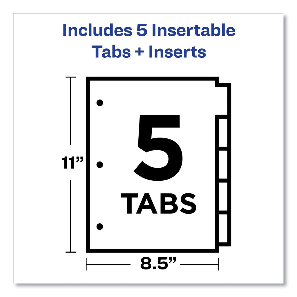 Office Essentials Plastic Insertable Dividers, 5-Tab, 11 x 8.5, Assorted Tabs, 1 Set