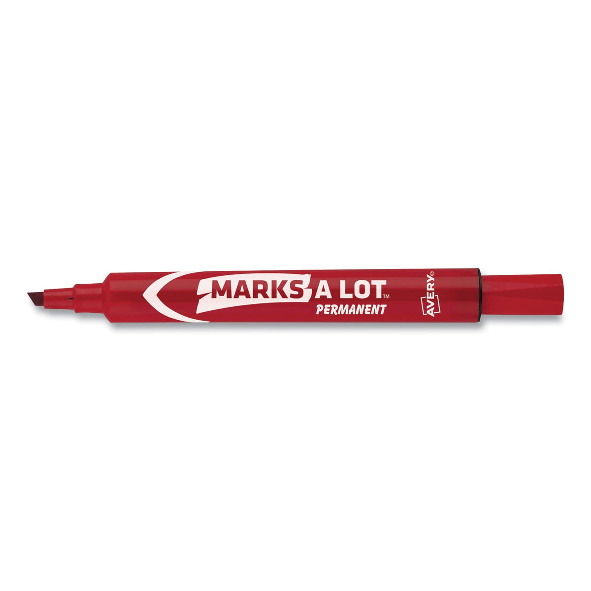 Avery MARKS A LOT Large Desk-Style Permanent Marker, Broad Chisel Tip, Red, Dozen (8887)