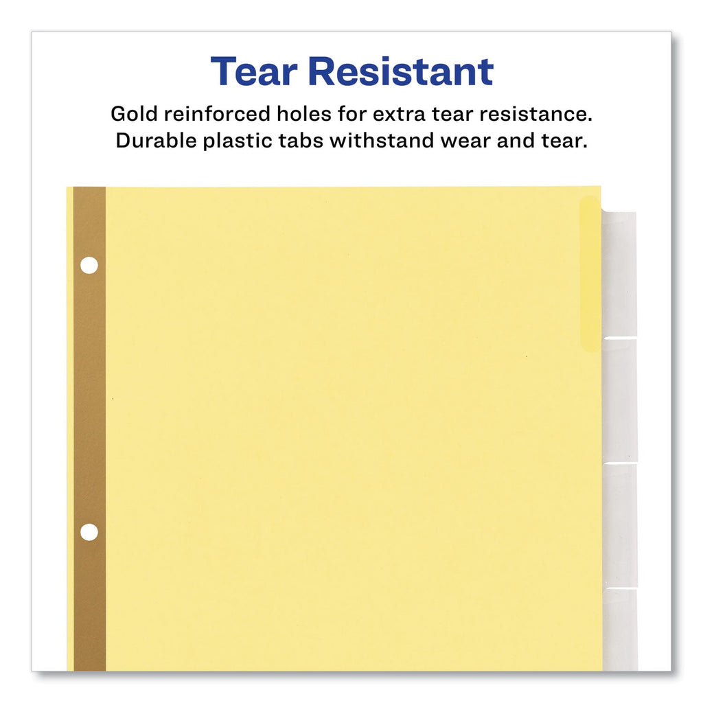 Avery Insertable Big Tab Dividers, 5-Tab, Double-Sided Gold Edge Reinforcing, 11 x 8.5, Buff, Clear Tabs, 24 Sets