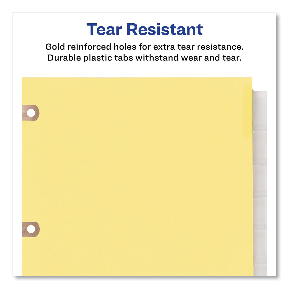 Avery Insertable Big Tab Dividers, 5-Tab, Single-Sided Copper Edge Reinforcing, 11 x 8.5, Buff, Clear Tabs, 1 Set