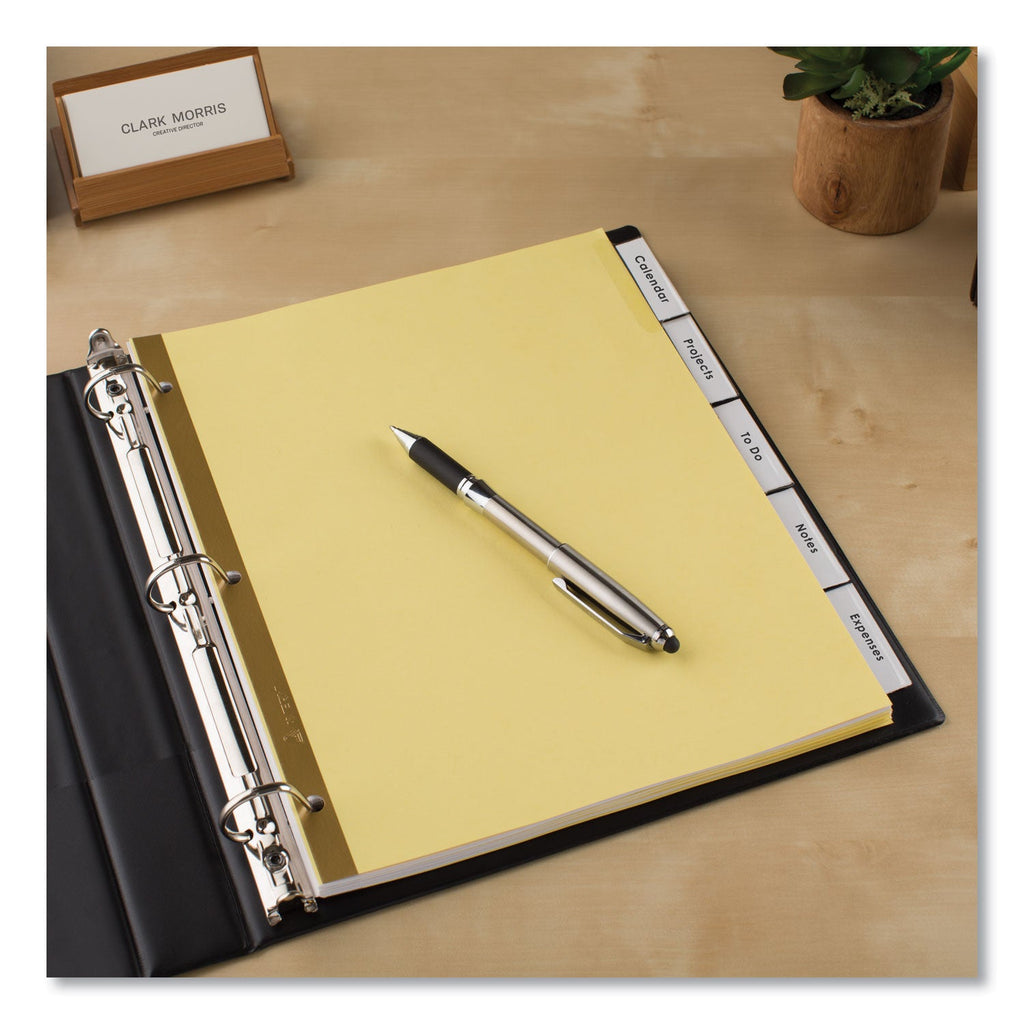 Avery Insertable Big Tab Dividers, 5-Tab, Double-Sided Gold Edge Reinforcing, 11 x 8.5, Buff, Clear Tabs, 24 Sets