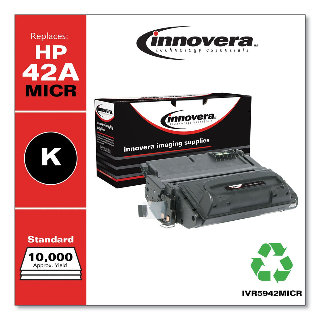 Innovera Remanufactured Black MICR Toner, Replacement for 42AM (Q5942AM), 10,000 Page-Yield