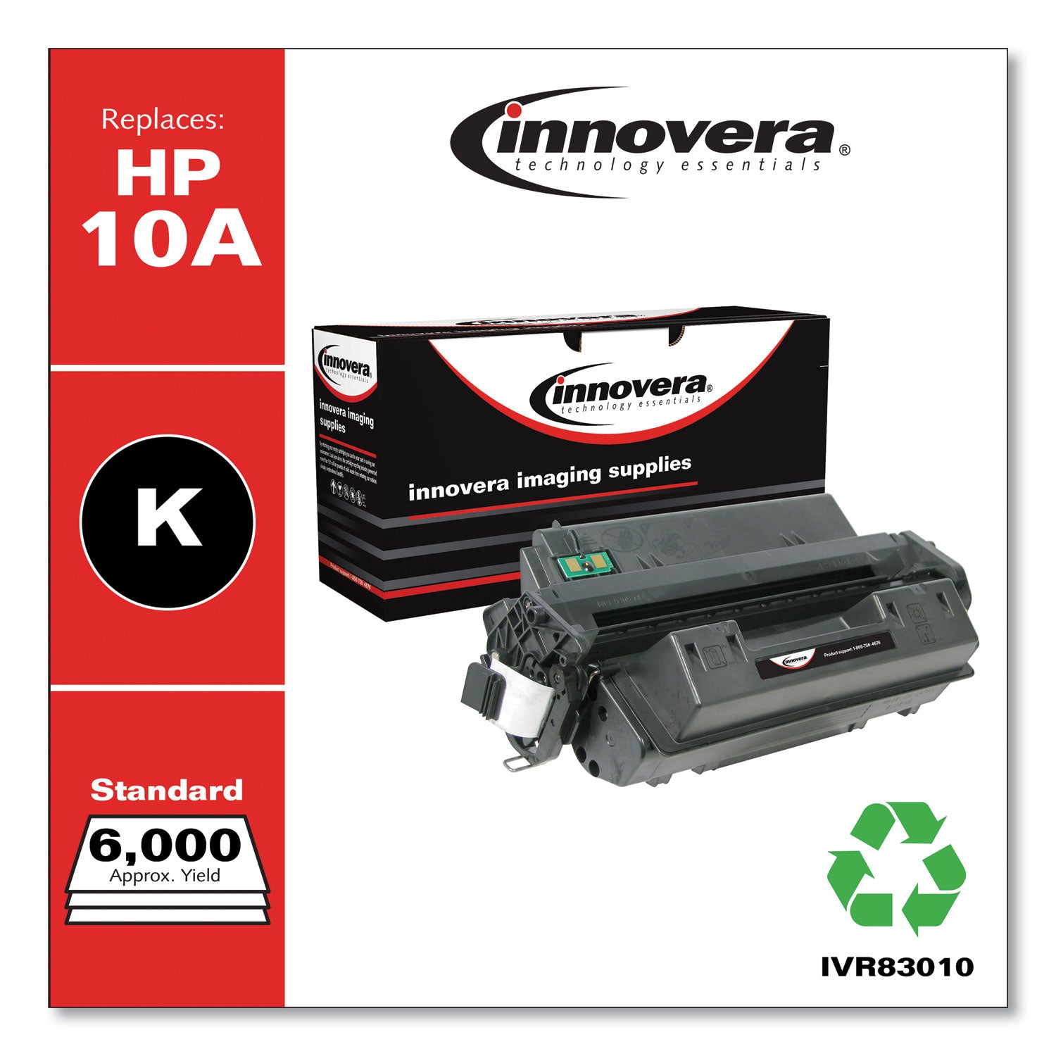 Innovera Remanufactured Black Toner, Replacement for 10A (Q2610A), 6,000 Page-Yield