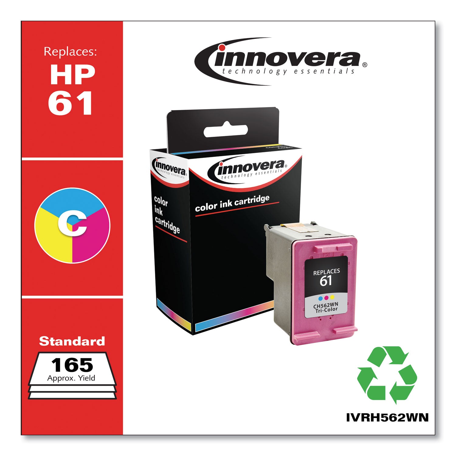 Innovera Remanufactured Tri-Color Ink, Replacement for 61 (CH562WN), 165 Page-Yield
