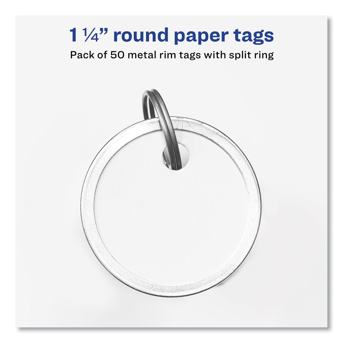 Avery Key Tags with Split Ring, 1.25" dia, White, 50/Pack