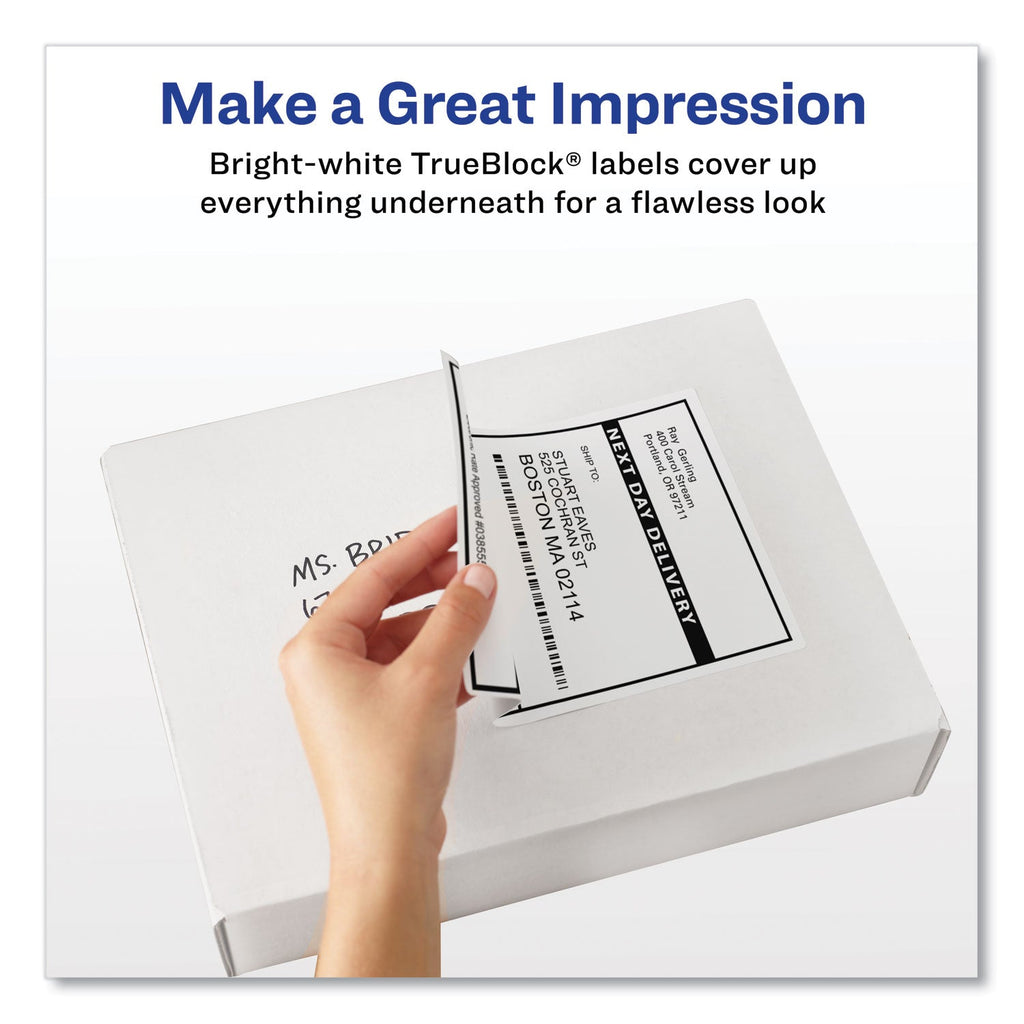 Avery Shipping Labels w/ TrueBlock Technology, Inkjet Printers, 2 x 4, White, 10/Sheet, 100 Sheets/Box
