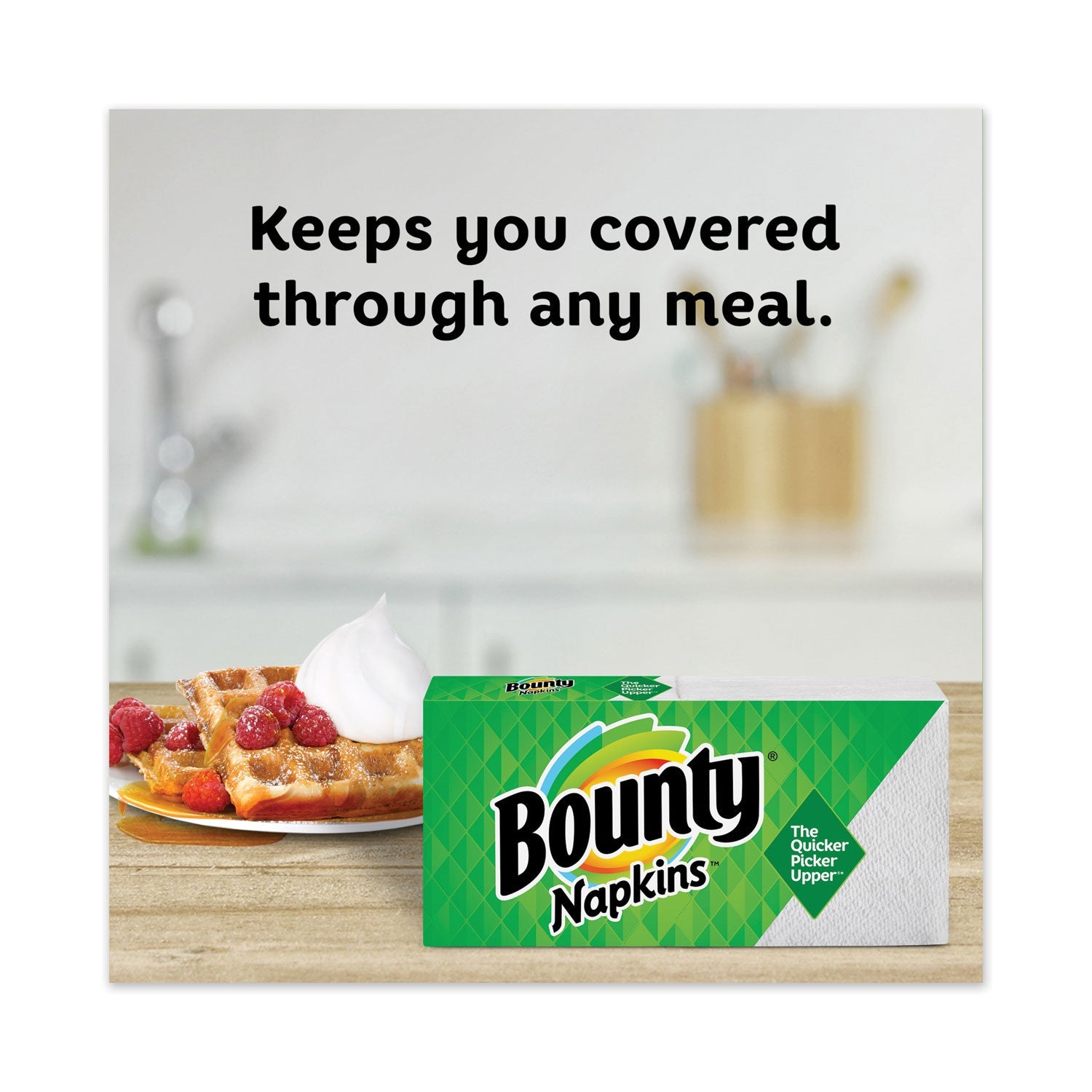 Bounty Quilted Napkins, 1-Ply, 12 1/10 x 12, Assorted - Print or White, 200/Pack
