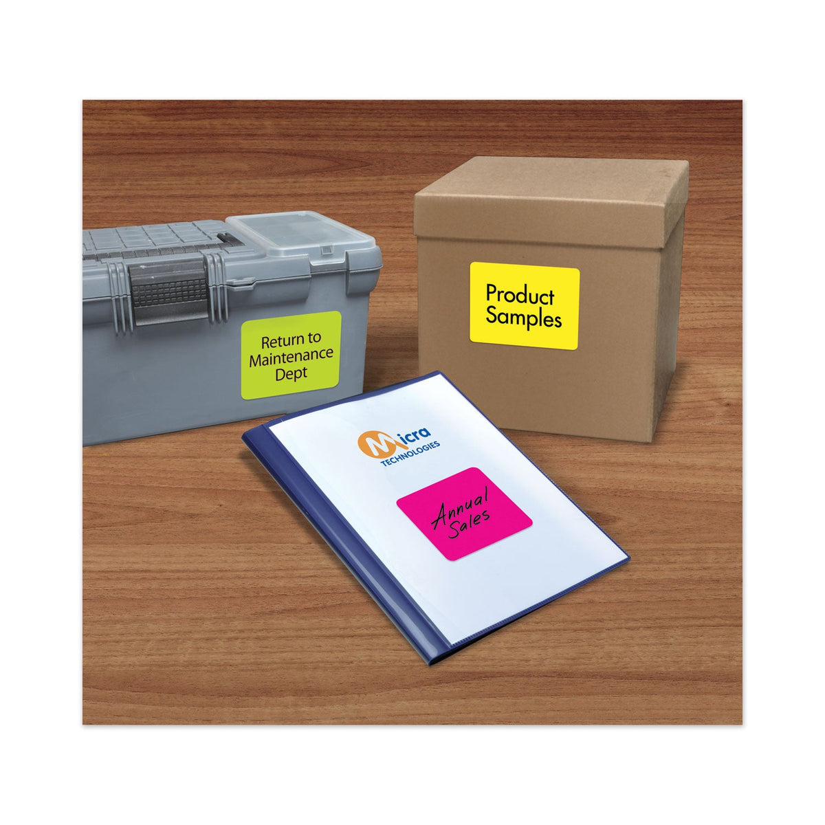 Avery High-Vis Removable Laser/Inkjet ID Labels w/ Sure Feed, 3.33 x 4, Neon, 72/PK