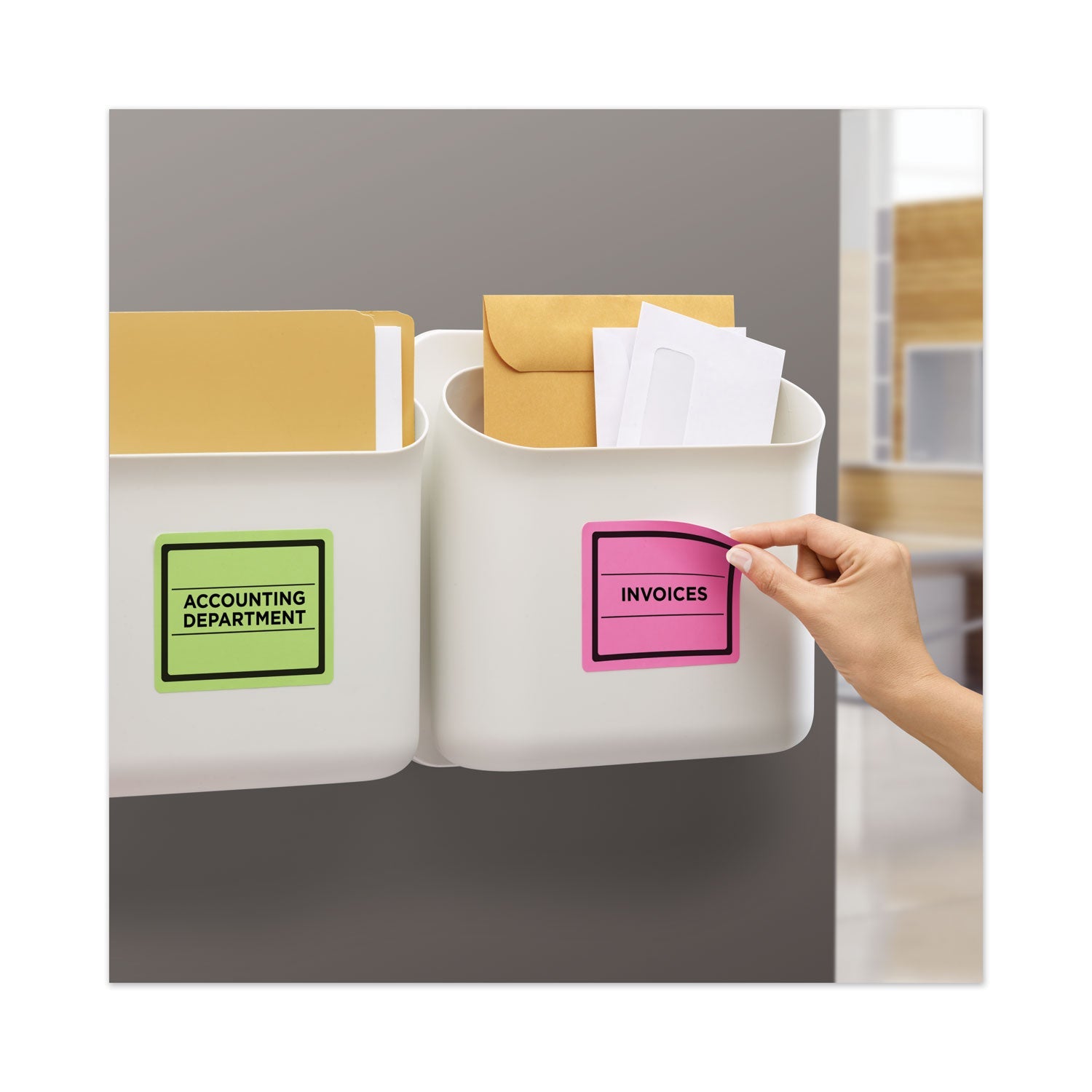 Avery High-Vis Removable Laser/Inkjet ID Labels w/ Sure Feed, 3.33 x 4, Neon, 72/PK