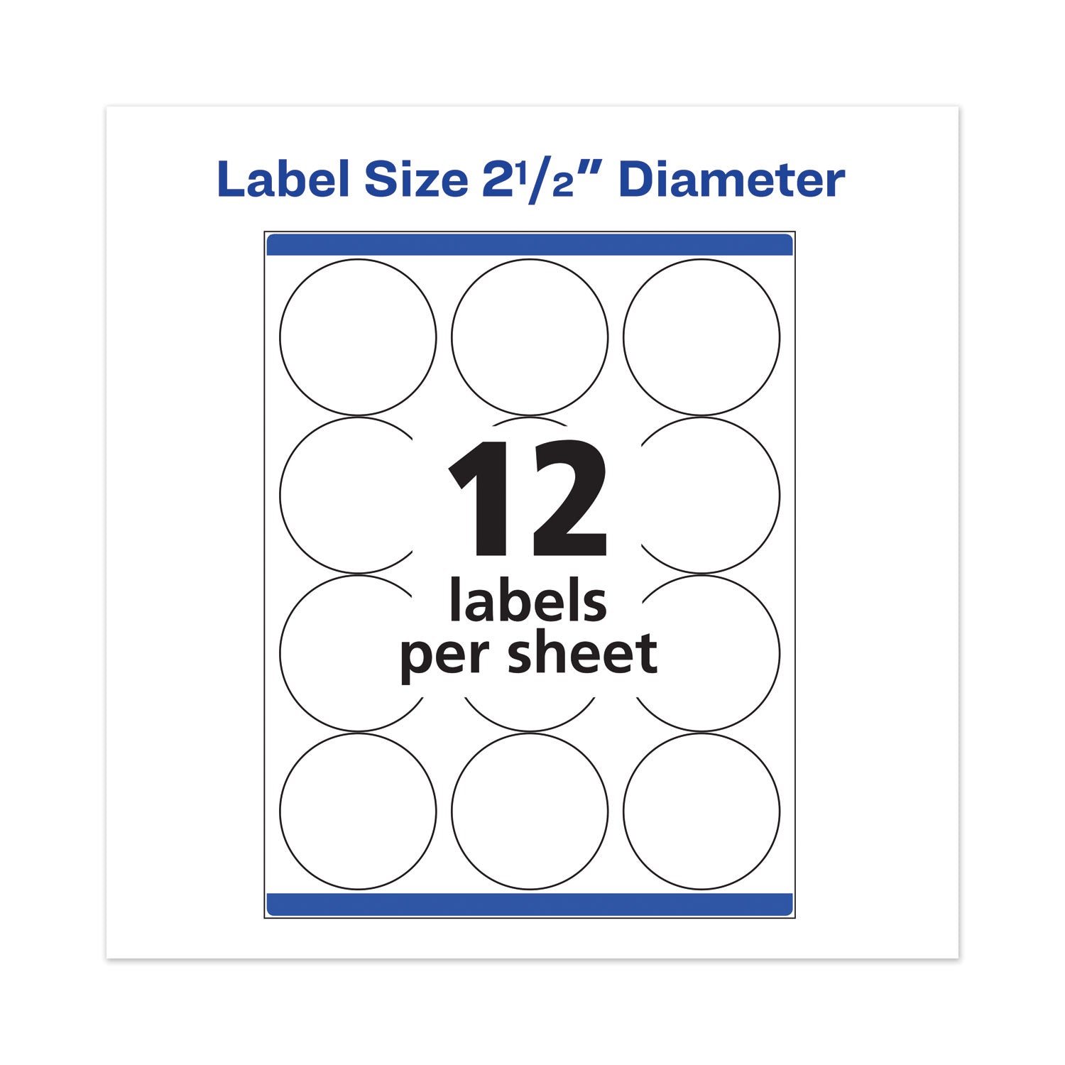 Avery Permanent Laser Print-to-the-Edge ID Labels w/SureFeed, 2 1/2"dia, White, 300/PK