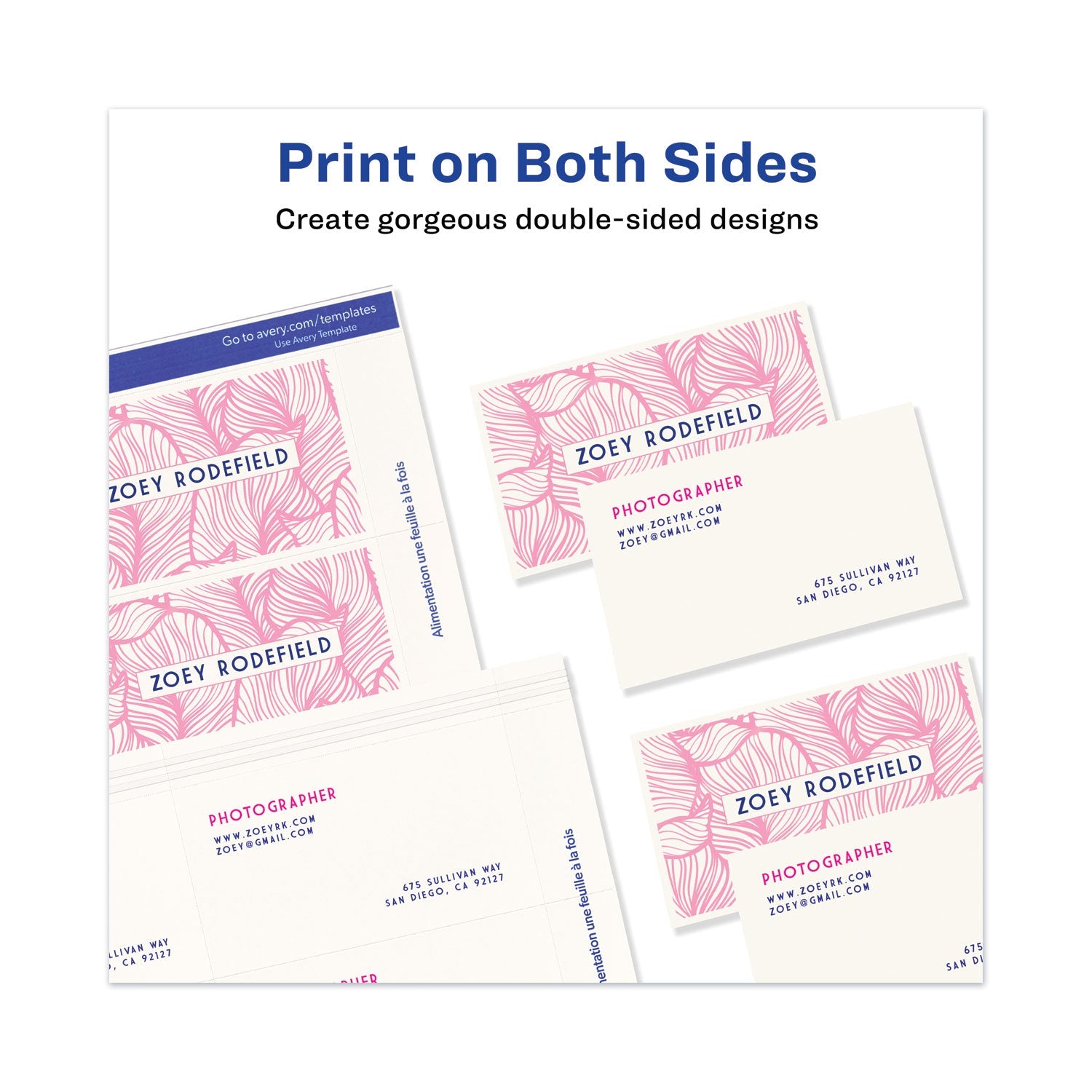 Avery Printable Microperforated Business Cards w/Sure Feed Technology, Laser, 2 x 3.5, White, 2,500 Cards, 10/Sheet, 250 Sheets/Box
